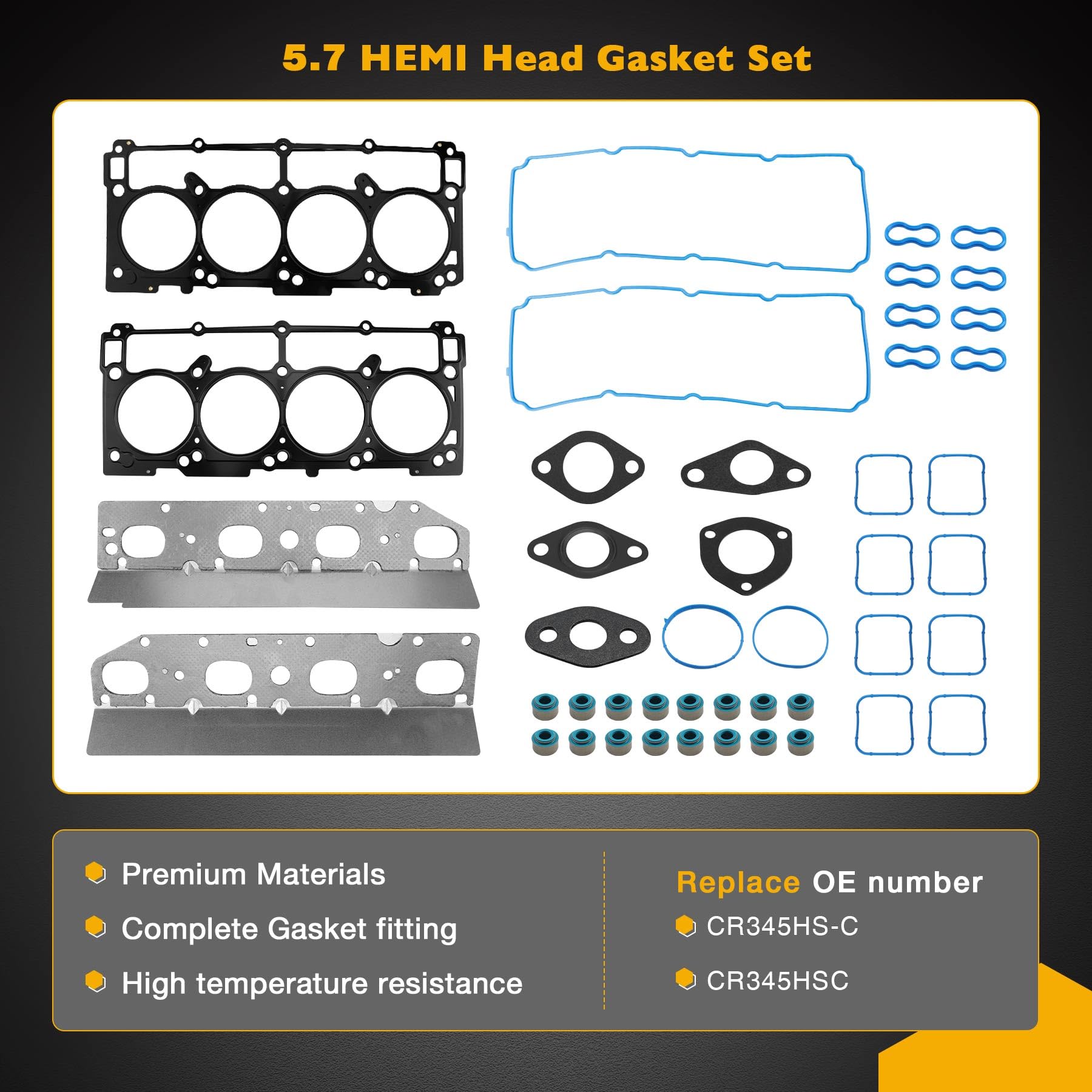 MDS 5.7L Hemi Camshaft Lifter Kit With Headgasket Set, Compatible
