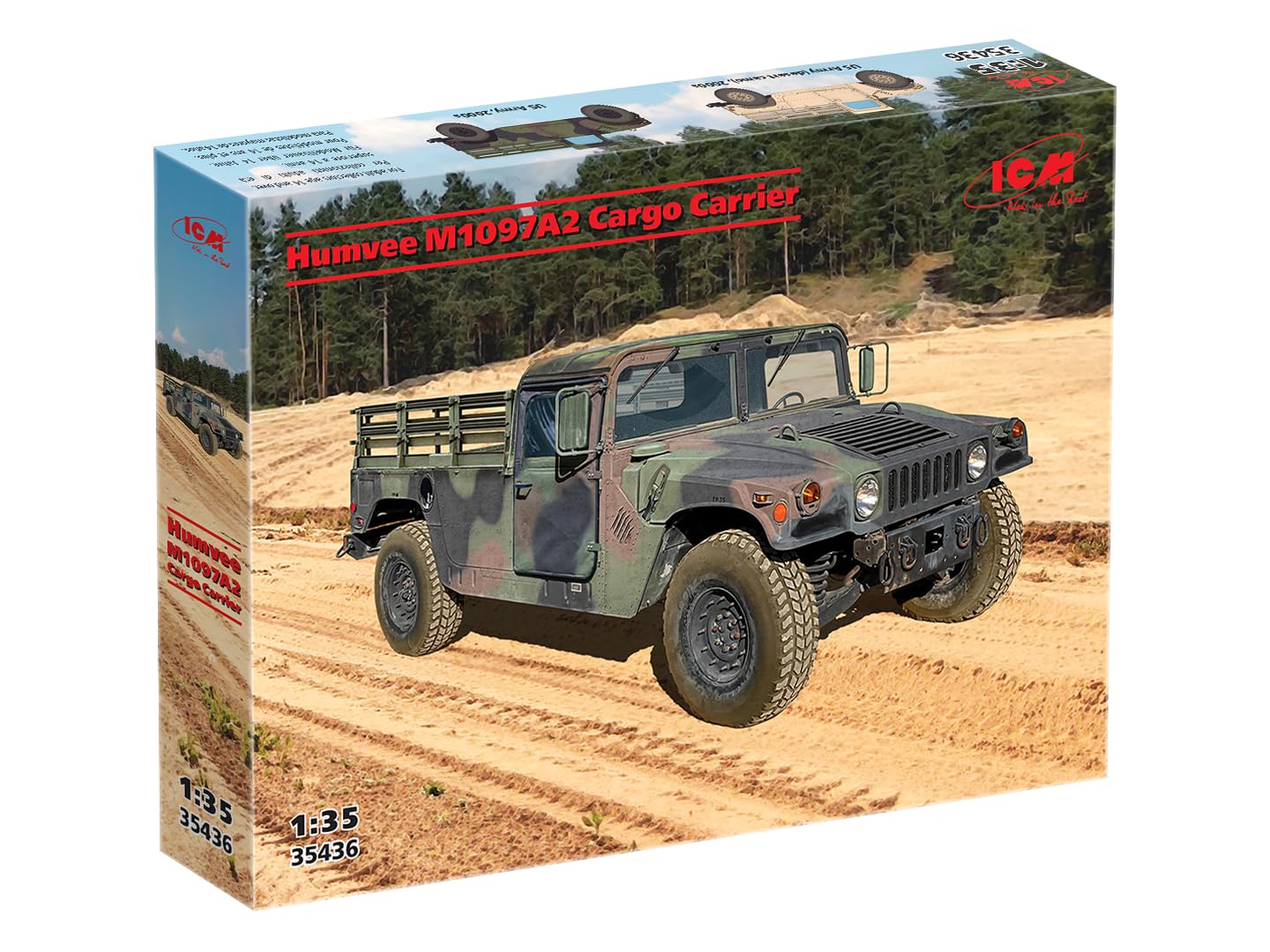 ICM 35436 - Humvee M1097A2 Cargo Carrier - Plastic Military Model Kit - Scale 1:35