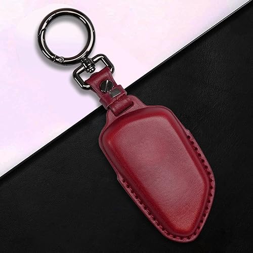 Miniatura 5 de Tukellen Funda de cuero para llavero de Volkswagen compatible con VW MK8 GolfGTI Skoda Octavia Protector remoto chaqueta entrada sin llave (rojo)