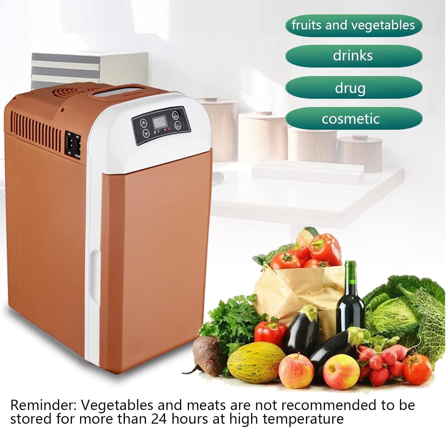 Car Fridge 8 Litre 12V 24V 220V Mini Freezer Electric Heater Quiet Car Refrigerator Truck Icebox -10℃ to 65 ℃ for Camping Driving Picnic (Color : Black, Size : 8L)