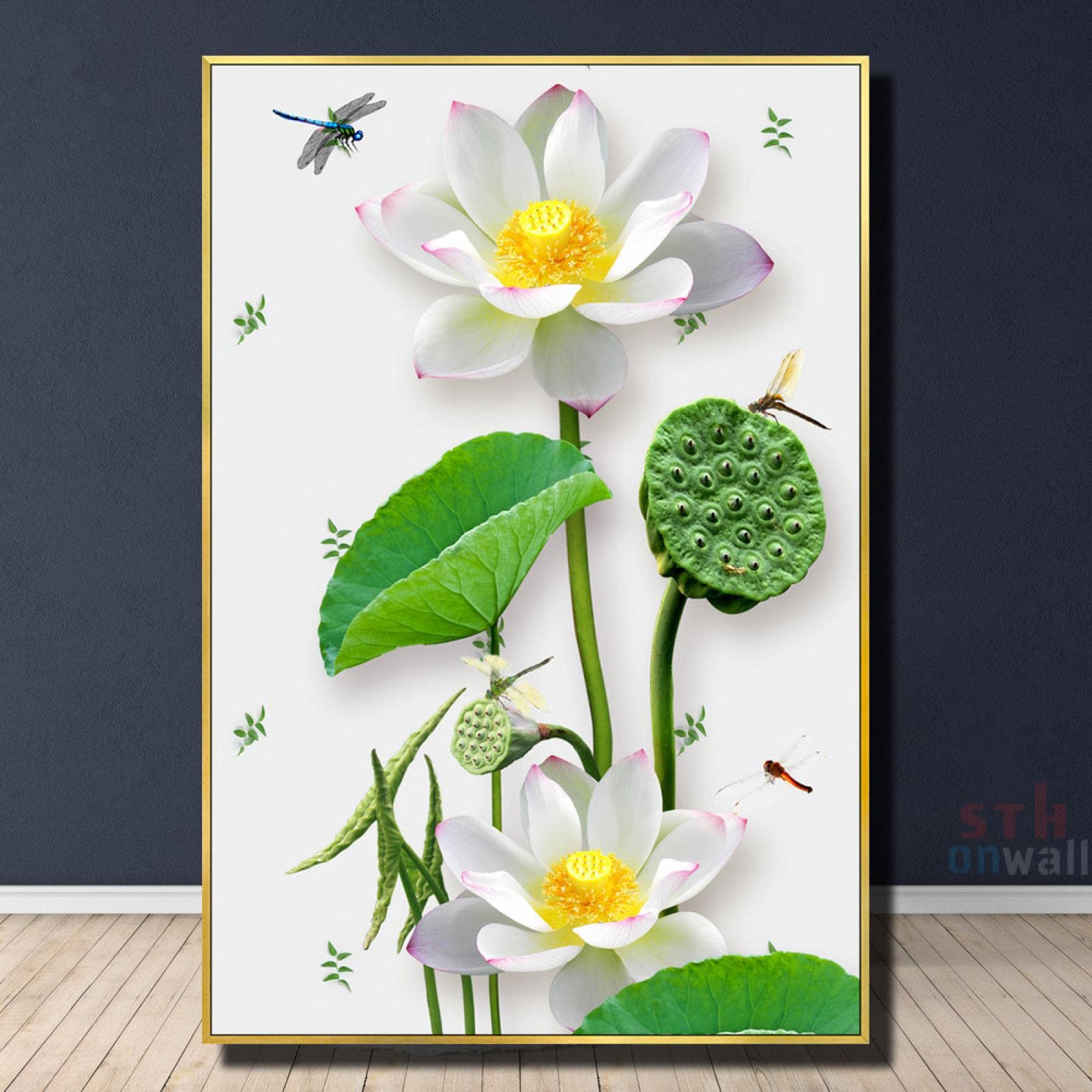 Peinture fleurs de lotus affiche sur toile 35x50cm sans cadre pour salon - 8