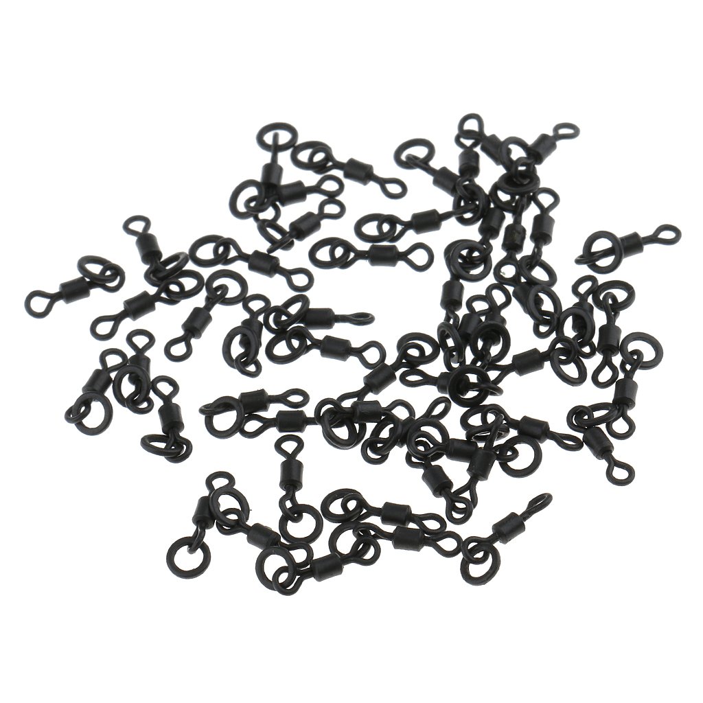 Lot de 50 émerillons pour pêche à la carpe - 20 mm - Noir