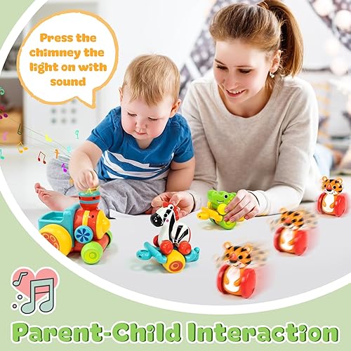Miniatura 7 de Marstone Juguetes para bebés para niños y niñas de 1 a 2 años, juego de autos de tren forestal para niños pequeños de 1 a 2 años, juguetes de