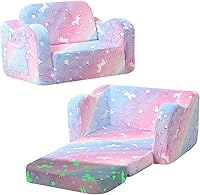 Vista 29 de MeMoreCool Sofá de dinosaurio para niños, silla plegable para niños pequeños, sofá abatible que brilla en la oscuridad, asiento convertible