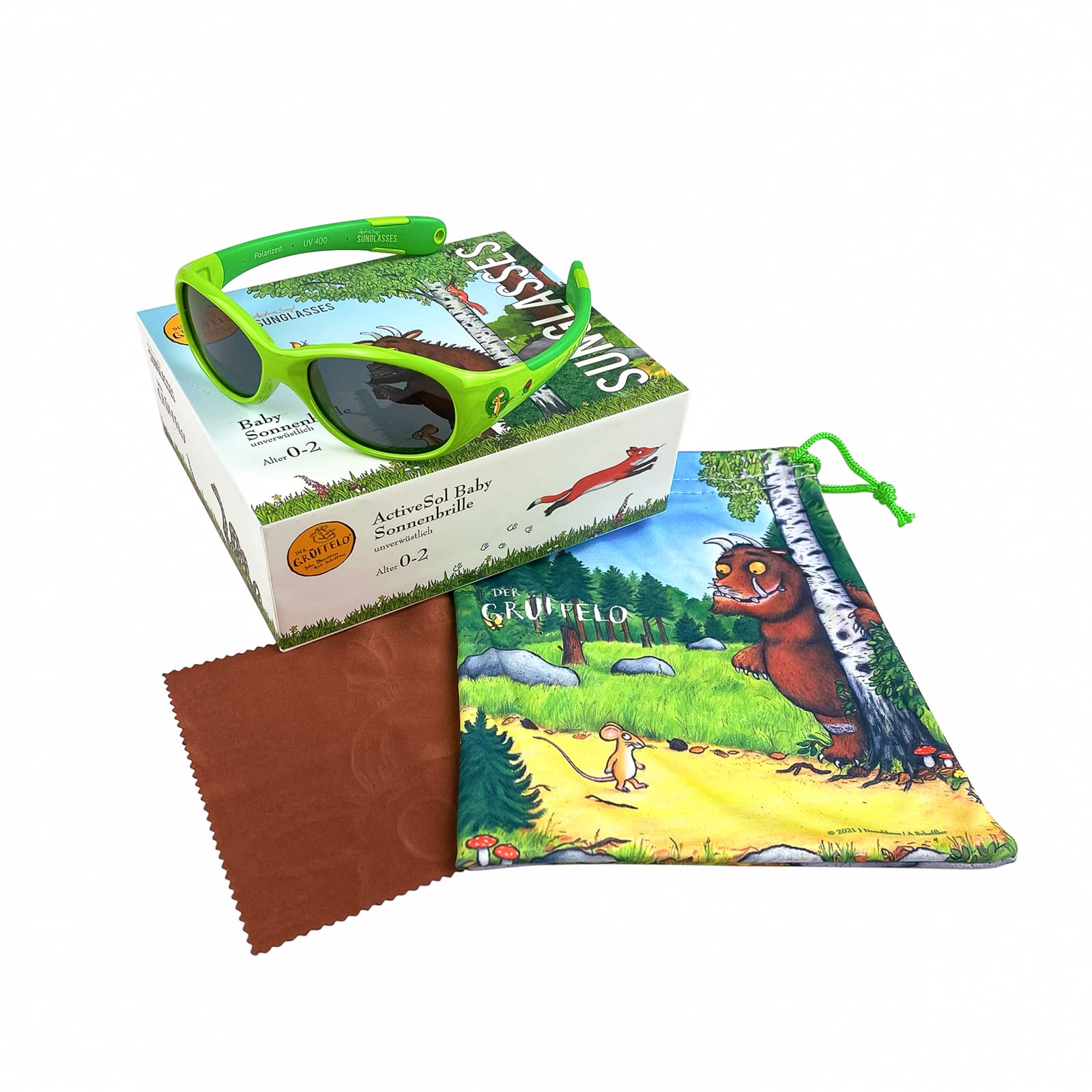 ActiveSol Grüffelo Premium okulary przeciwsłoneczne dla niemowląt | Szkła High-Tech: 100% ochrona przed promieniowaniem UV, polaryzowane, efekt lotosu | Niezniszczalne okulary ze specjalnej gumy | 22 g | Chłopcy i dziewczynki w wieku 0-2 lat, Ulubiona ozd