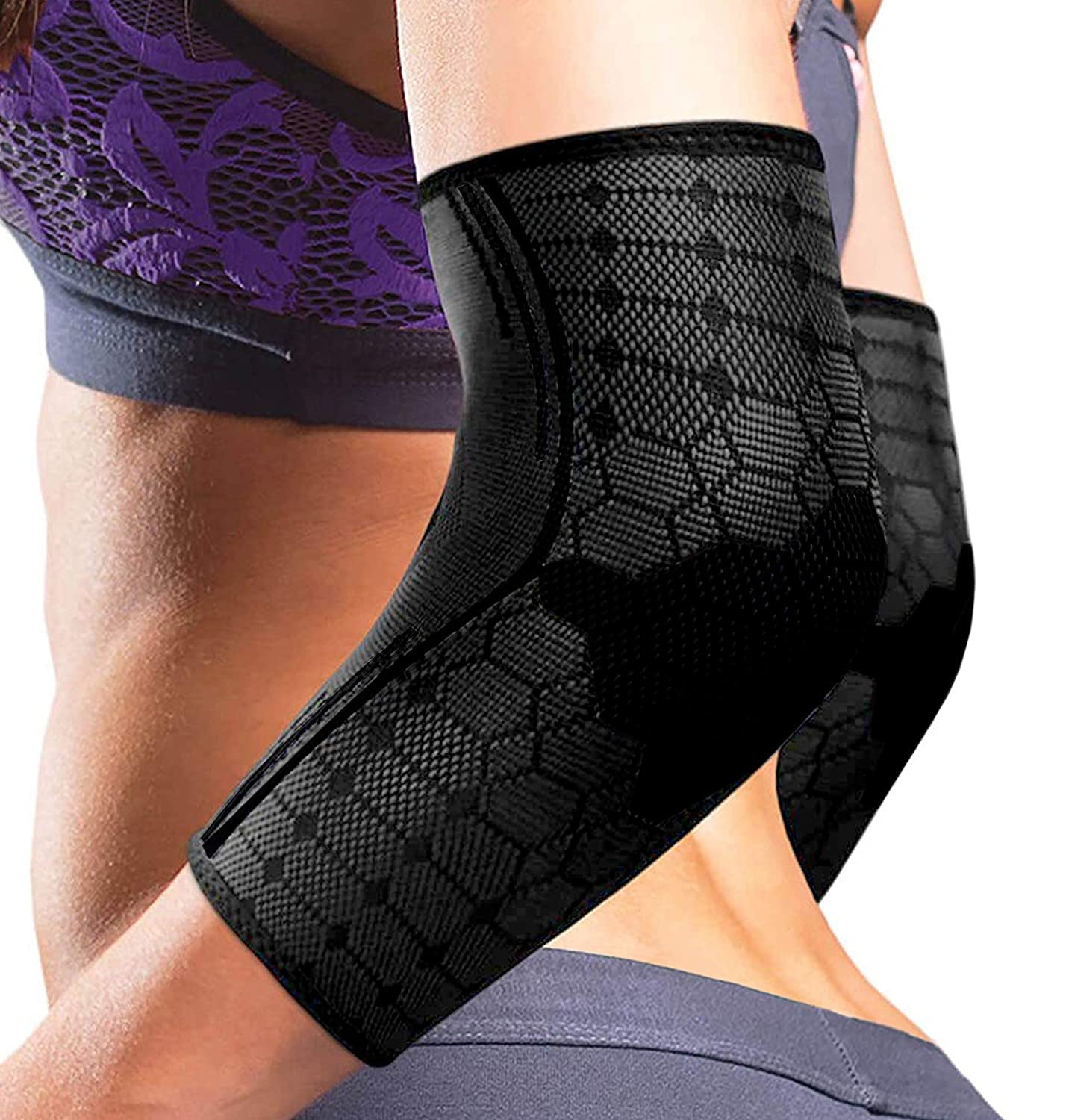elove Elbow Support For Gym - Elbow Sleeve Elastic & Breathable Compression Elbow Band for Pain Relief Quick Recovery,Tennis,Golf,Gym Fitness (Pack of 2 Medium(9.8 to 11.8 Inchs)) (B0BGC4Z55F) Amazon Price History, Amazon Price Tracker