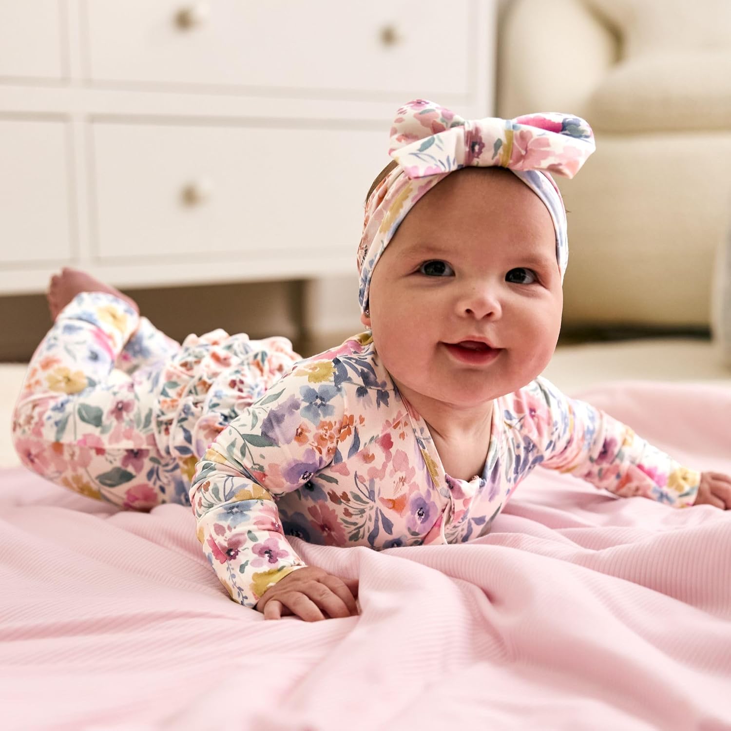 Little Sleepies Newborn Mini Ruffle Blanket, Soft Viscose from Bamboo Sherpa Baby Blanket, Girl Gifts, Baby Essentials, Prima Pink Ribbed, 30 inches x 40 inches - Image 3