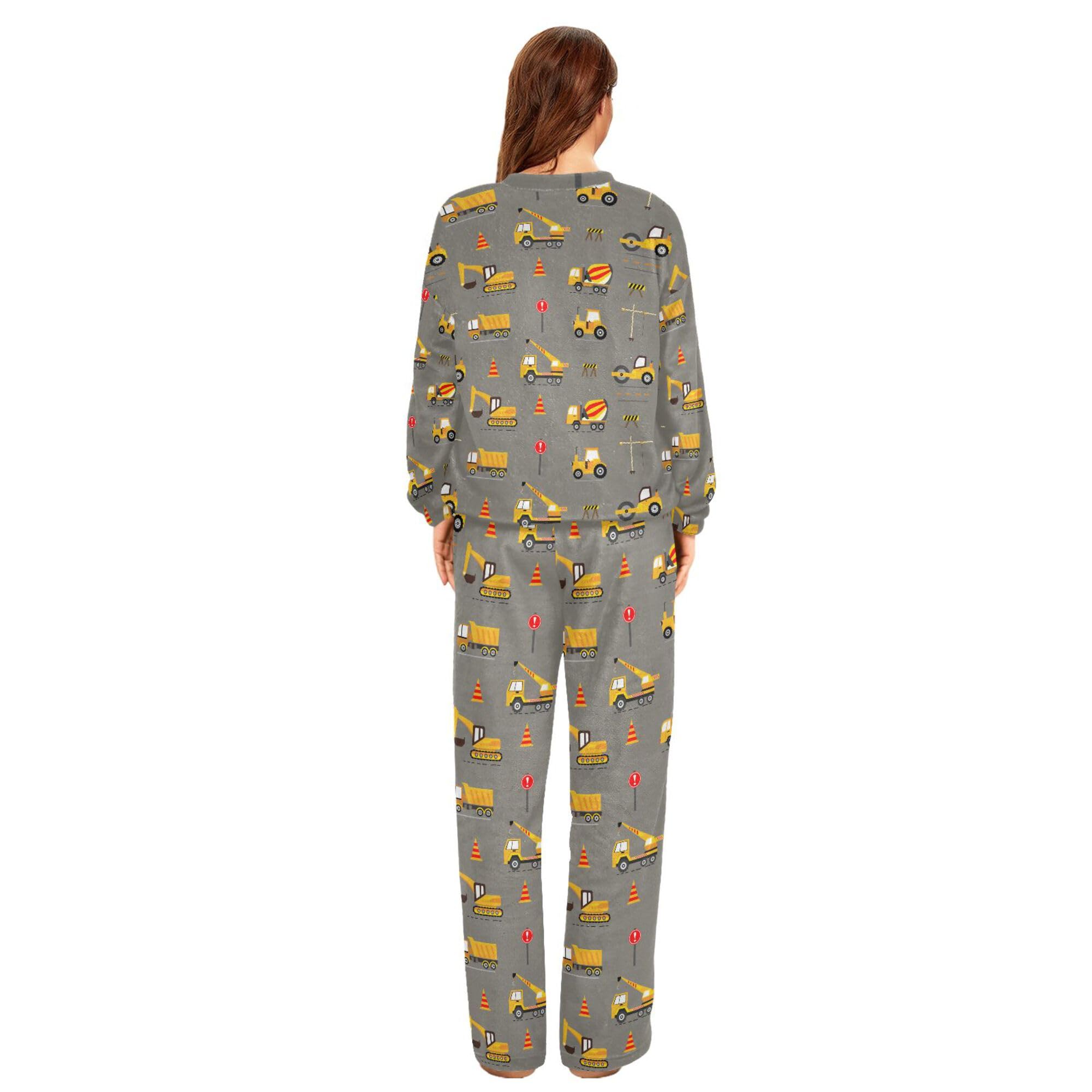 ALAZA Conjunto de pijama de forro polar para mujer, diseño de unicornio, manga larga, ropa de dormir de dos piezas, ropa de dormir térmica, pijama súper suave, talla S