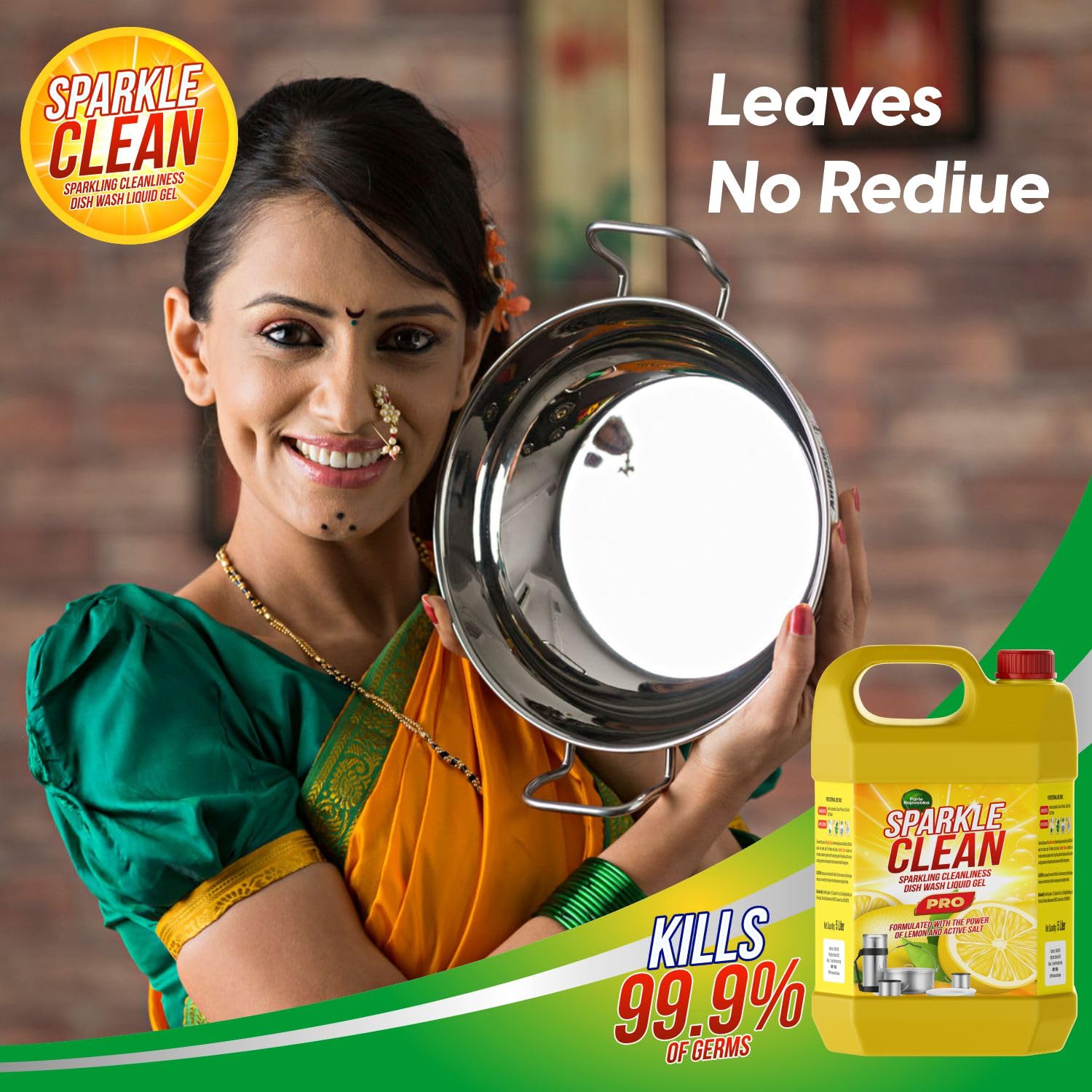 Parle Ropvatika SparkleClean Dishwash Liquid Gel Lemon 5 Liter can With Lemon Fragrance, Leaves No Residue, Grease Cleaner For All Utensils (Lemon: 5 Liter) 3