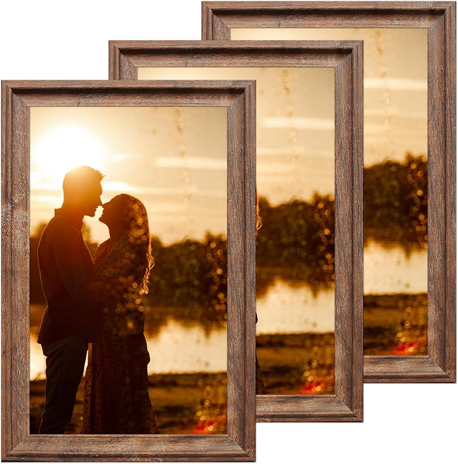 12x18 Frame Vintage Brown Picture Frames for Wall Hanging Poster Frames 12 x 18, Set of 3