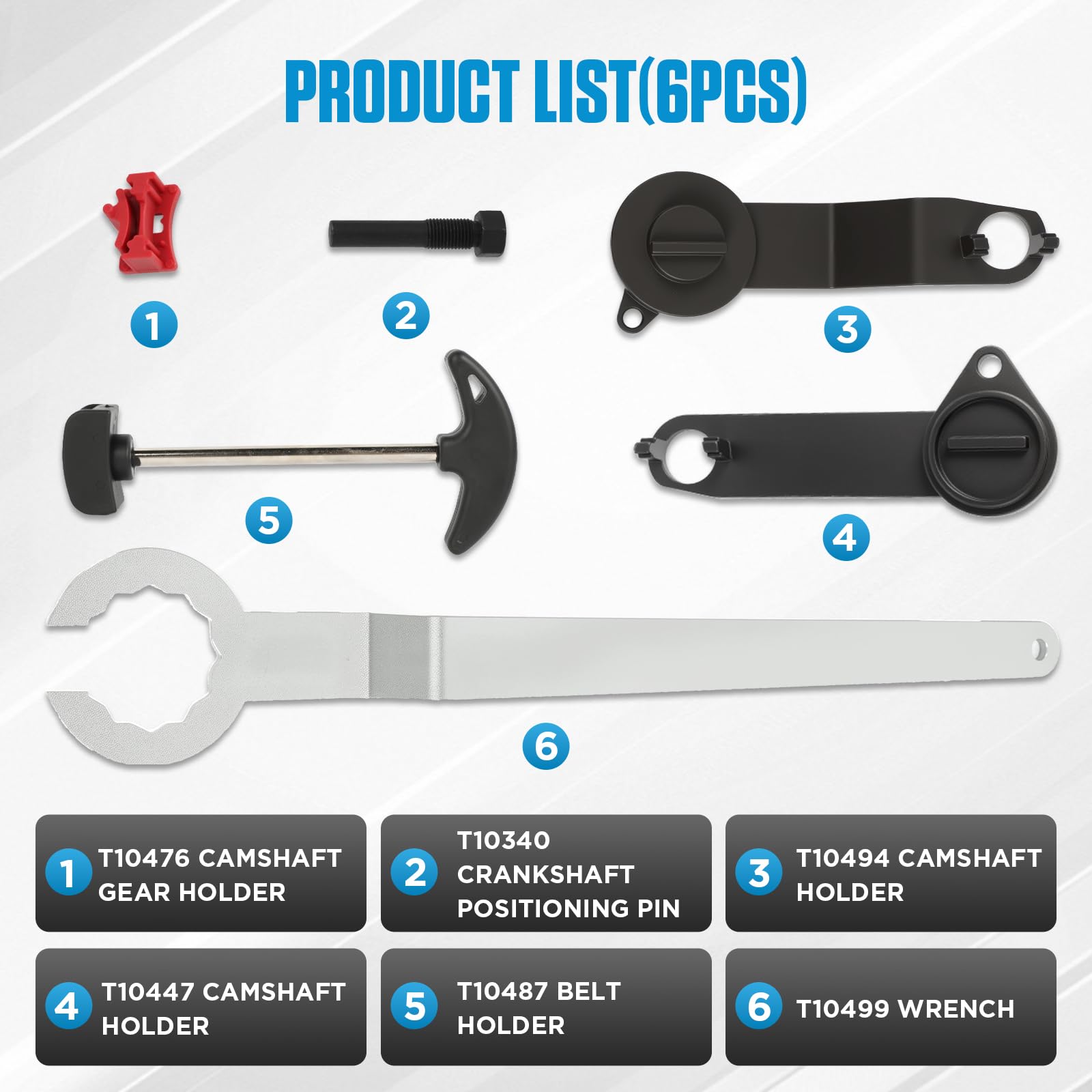 Outil Calage Courroie Distribution Moteur Jeu D'outils Calage d'arbre à Cames et Vilebrequin pour VAG EA211 1.0L 1.2L 1.4L 1.6L FSI TSI TFSI Compatible avec VW/Golf VII/Jetta/Skoda
