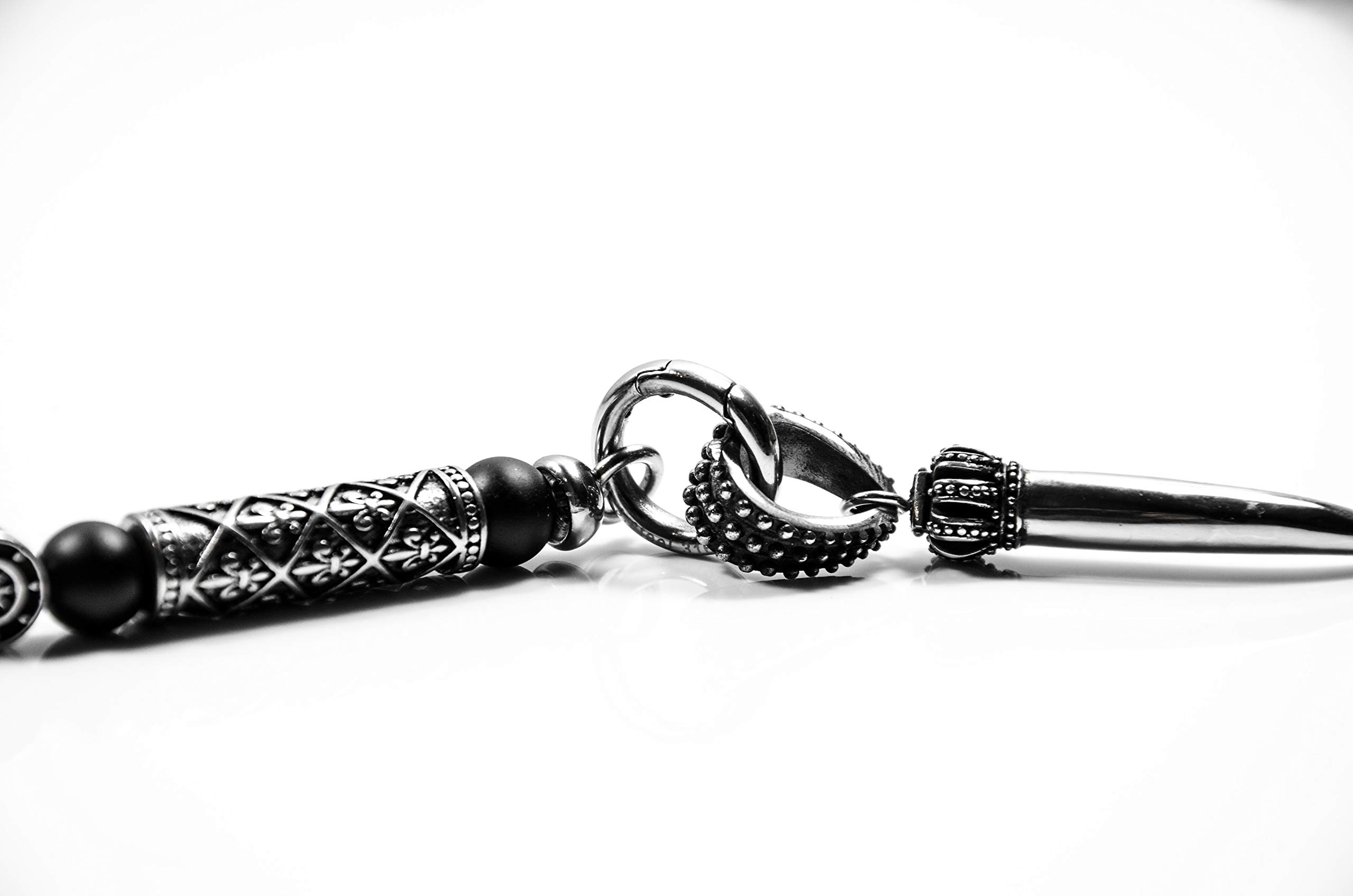 Herren Männer Halskette Y Kette Rosenkranz aus Onxy Schwarz Handmade Geschenke (80)