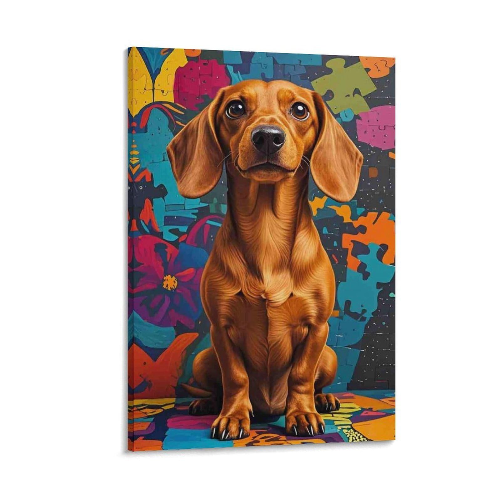 DHBANEIOK Dachshund Dog Art Poster Artwork Giclee Canvas Prints Modern Canvas Wall Art Picture Wall Hanging for Bedroom Living Room Decor 12x18inch(30x45cm)