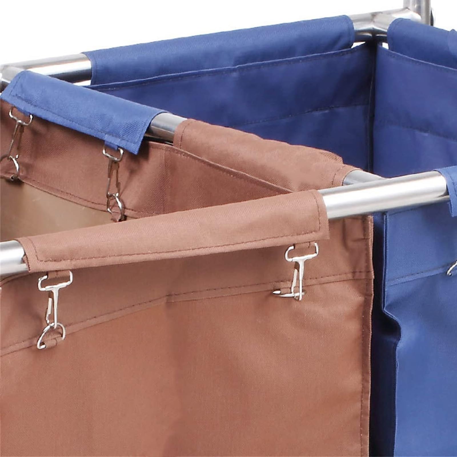 Kommerzieller Wäschekorb mit Rollen, 400 l Fassungsvermögen, groß, 2 Taschen, Rollsortierwagen, Edelstahlrahmen, 200 kg Tragkraft