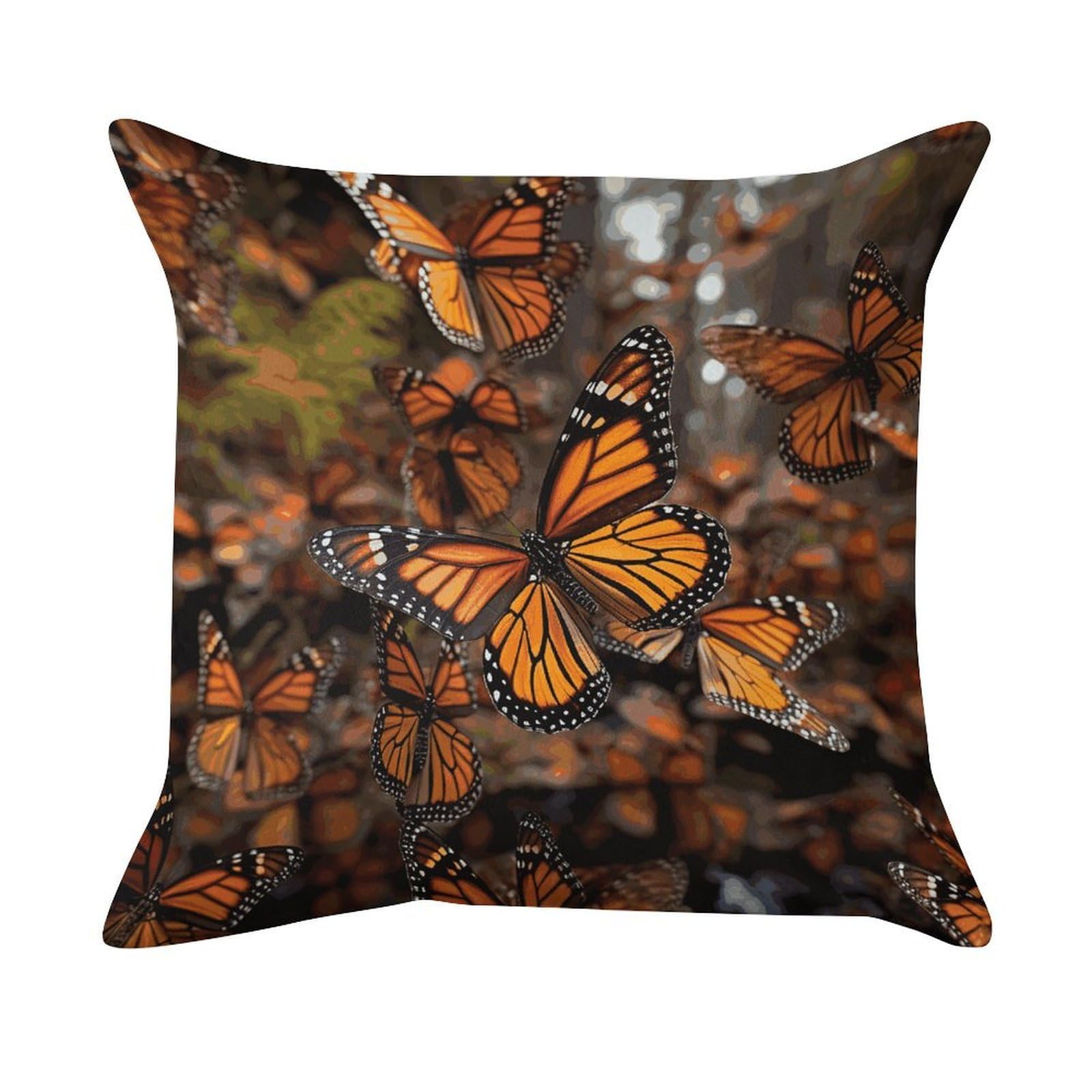 FekiLoot Throw Pillow Cover Monarch Butterflies Painting Art Decorative Square Pillow Cover Comfort Breathable Pillowcases Soft Velvet Square Modern Cushion Covers for Sofa Couch