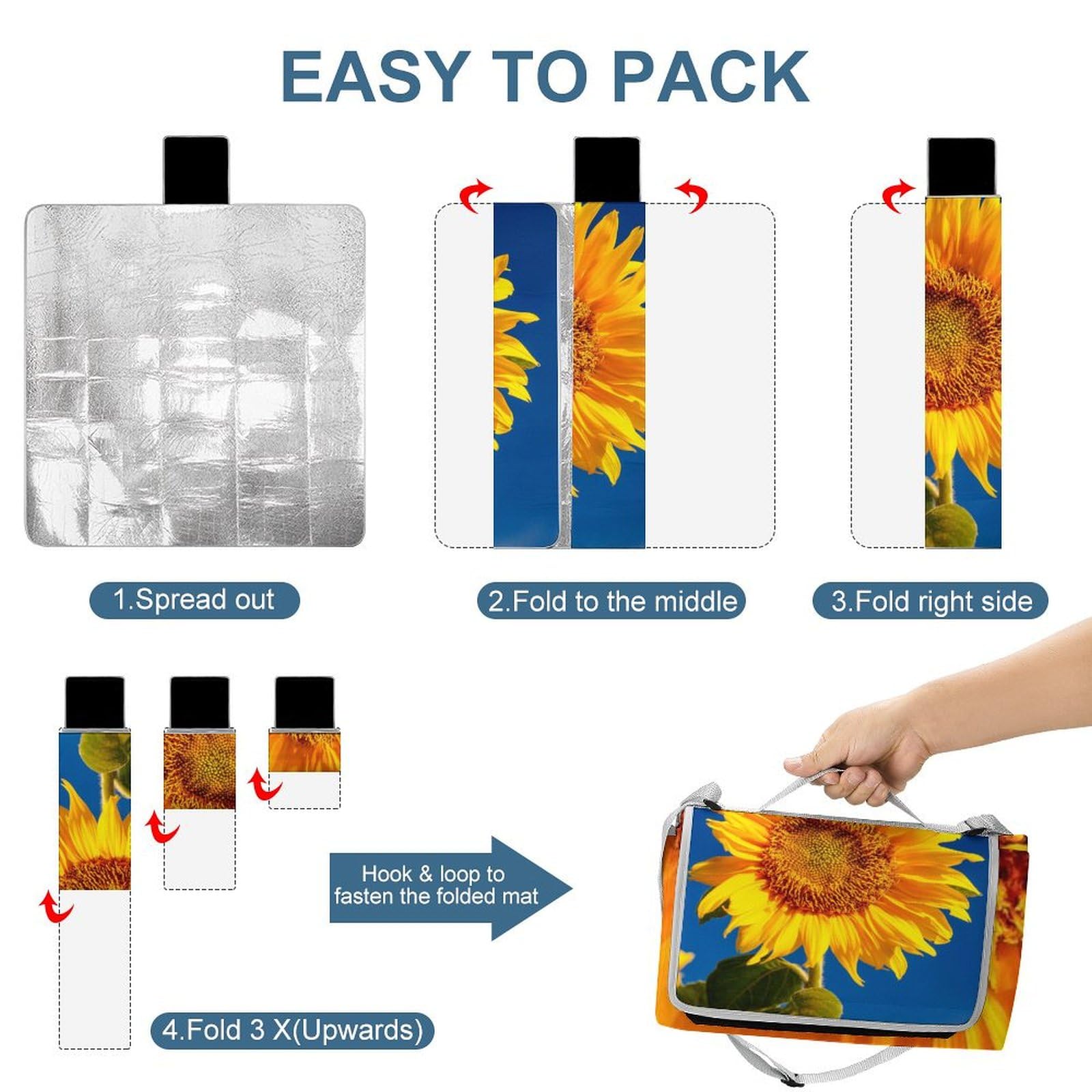 3D Stampa SunFiore Coperta Picnic Impermeabile Stuoia Spiaggia Pieghevole Coperta Da Picnic Per Spiaggia Campeggio Pic-nic Attività All'aperto 148x148cm