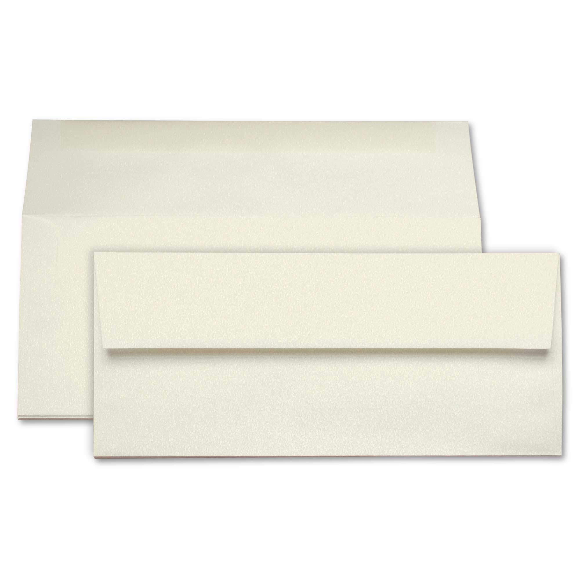 Opal Ivory Envelopes - #10 Stardream Metallic 4 1/8 x 9 1/2 Straight Flap 81T, 25 Pack