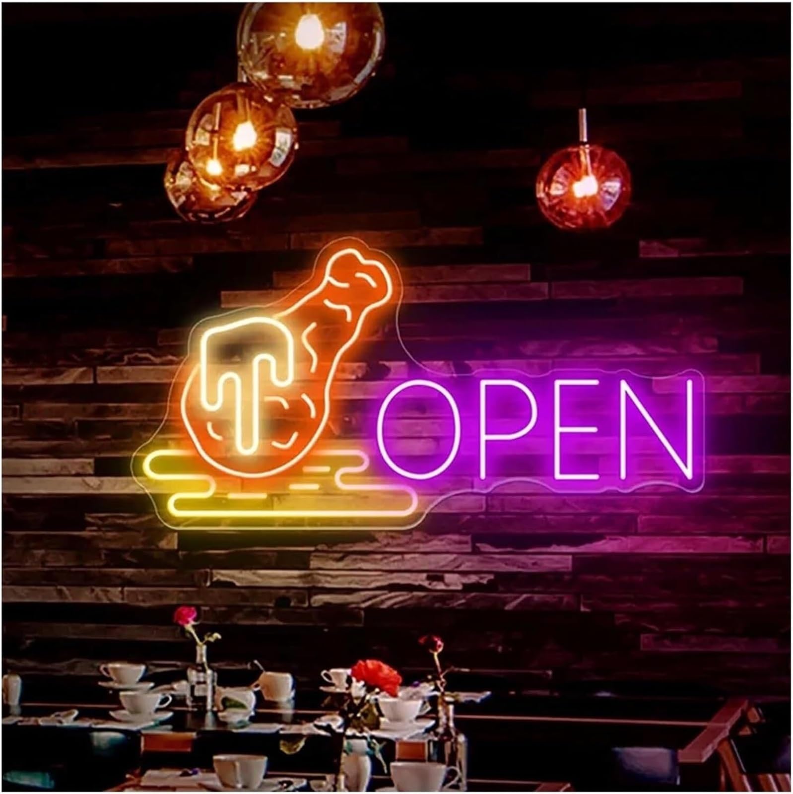 Per lampada al neon Ristorante aperto per insegna Luminosità regolabile Luce LED per alimentato(E)