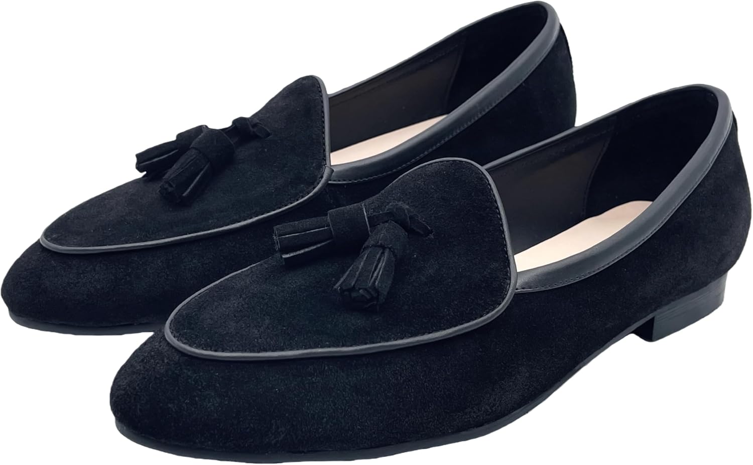 Justar Men's Belgian Loafers Suede Leather Shoes Comfort Slip-Ons for Business Casual Office