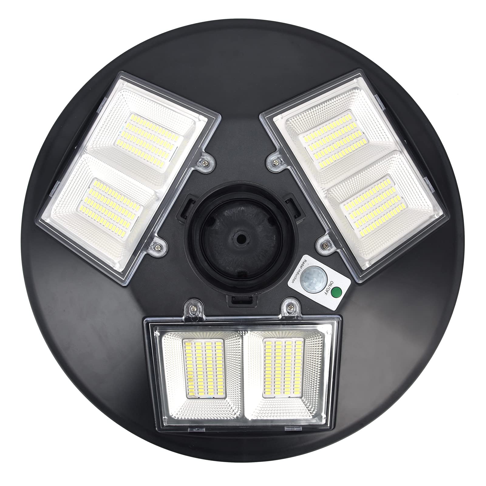 Ejoyous Gartenleuchte, ABS-Solar-Landschaftsleuchte, 150 W, 1500 Lm, IP66, 3-Kopf-rundes Design, Automatische Ein-/Aus-Fernbedienung, für Hof, Hof, Weg, Tor, Straßenbeleuchtung