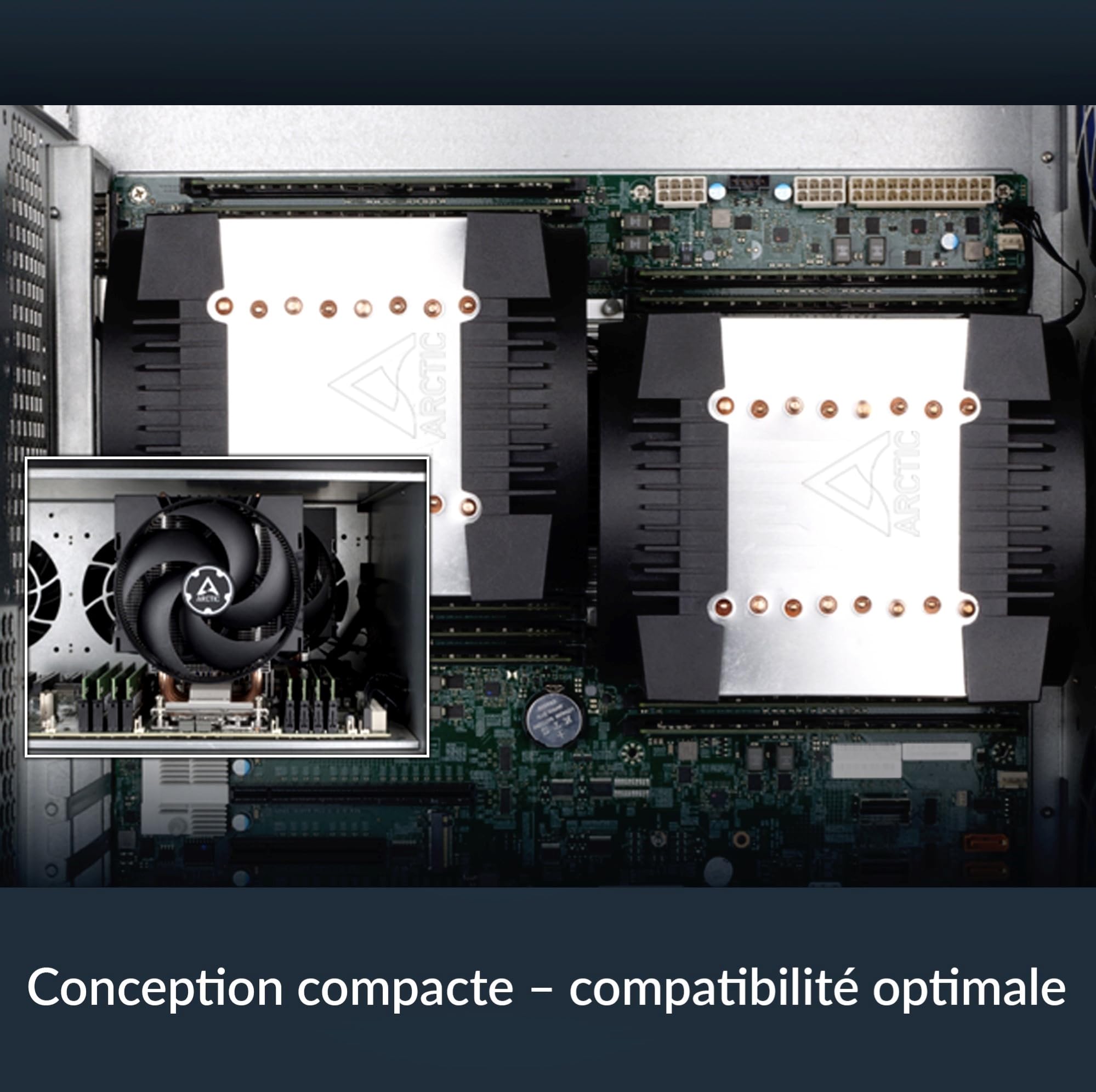 ARCTIC Freezer 4U-M (Rev. 2) pour AMD : SP6, sTR5, SP3, TR4, sTRX4, sWRX8 et Intel : LGA4710, LGA4189, LGA4677, 4U & UP, Refroidisseur de CPU Serveur, 2 x 120 mm Ventilateurs, 400-2300 RPM,