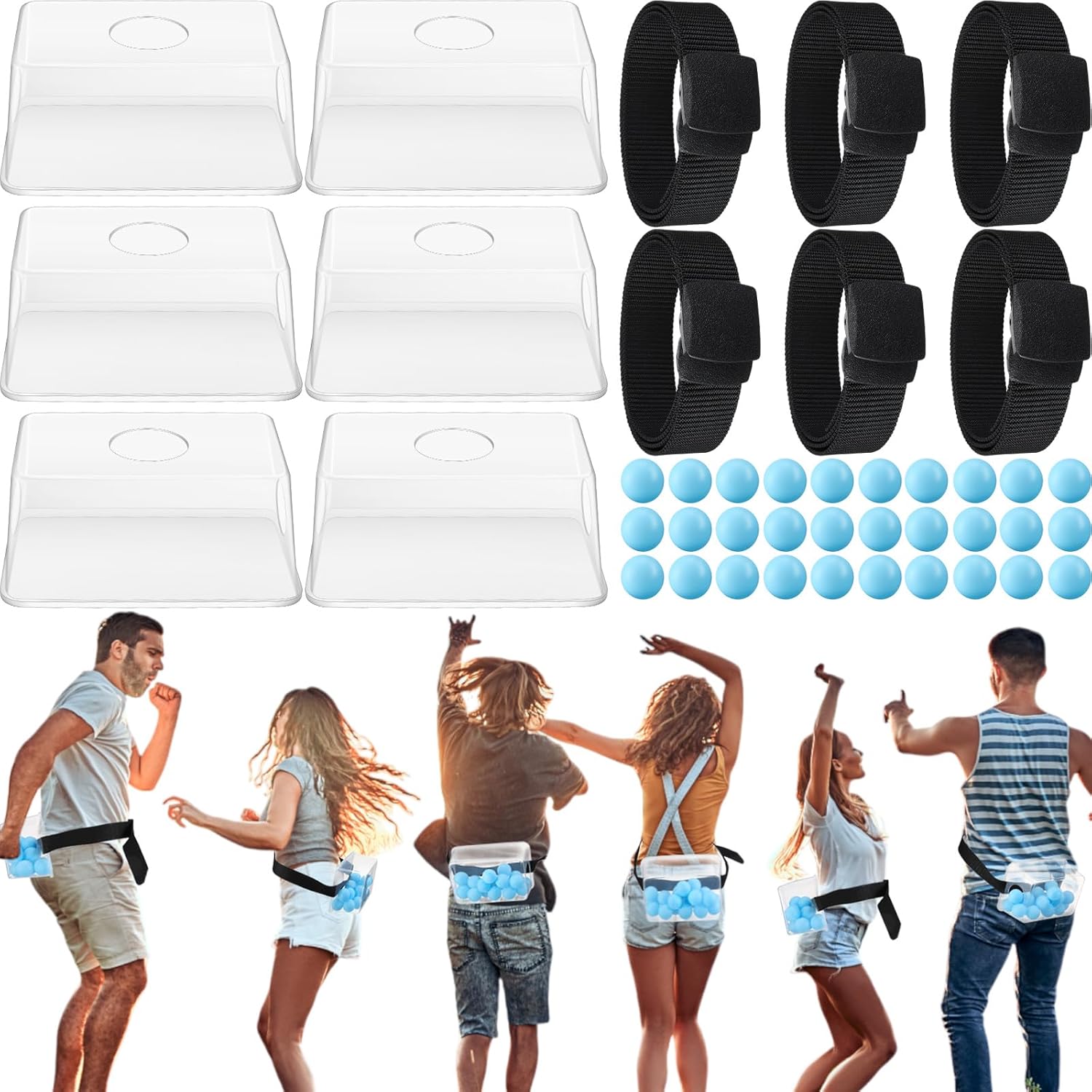 Vinsot Baby Shower Games Bridal Shower Baby Shower Funniest Baby Shower Play, Interactive Balls for Boy or Girl, Table Tennis Twerk Game(Blue,6 Sets) Blue 72