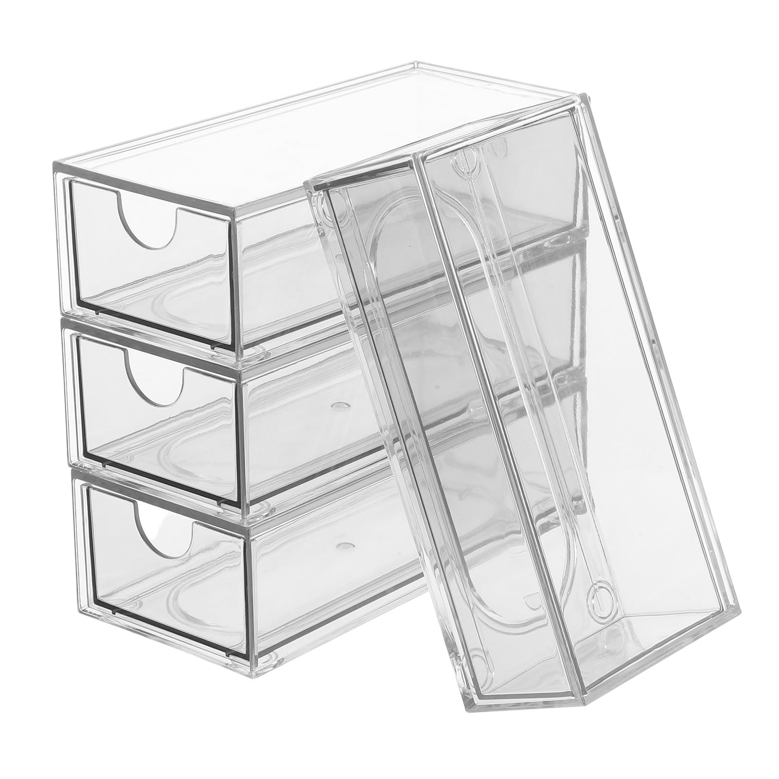 Organizer Resistente e Facile da Identificare per Accessori Chioma 4 Pezzi in Plastica Trasparente Cassetti Grandi per Armadio e Scrivania