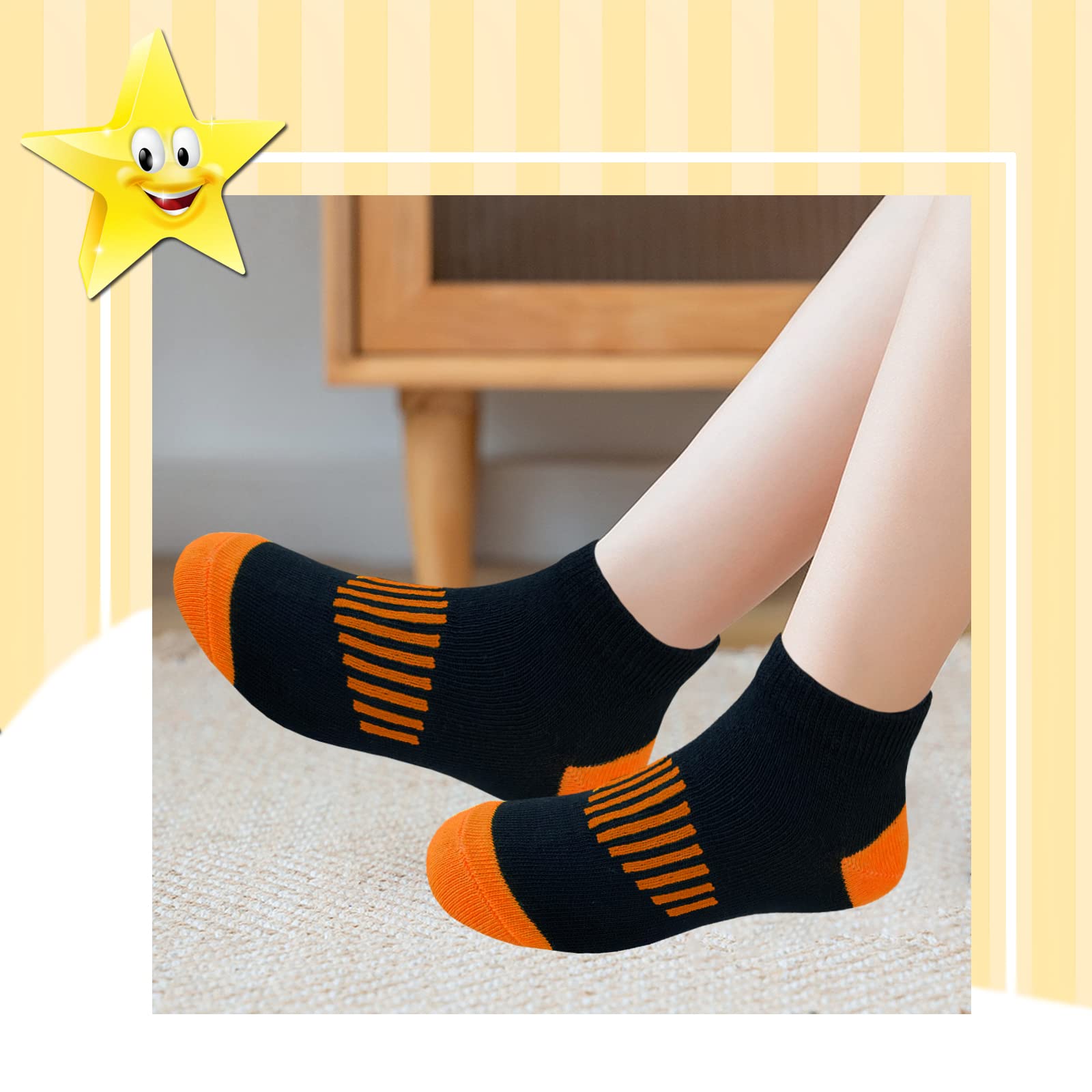 JAMEGIO 18 pares de calcetines deportivos para niños de corte bajo con medio cojín para niños pequeños y grandes