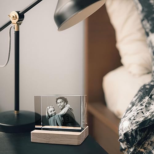 Miniatura 4 de 3D LovePix Foto de cristal 3D personalizada, base de luz multicolor opcional, caja de regalo, Foto de cristal grabado con láser 3D personalizada