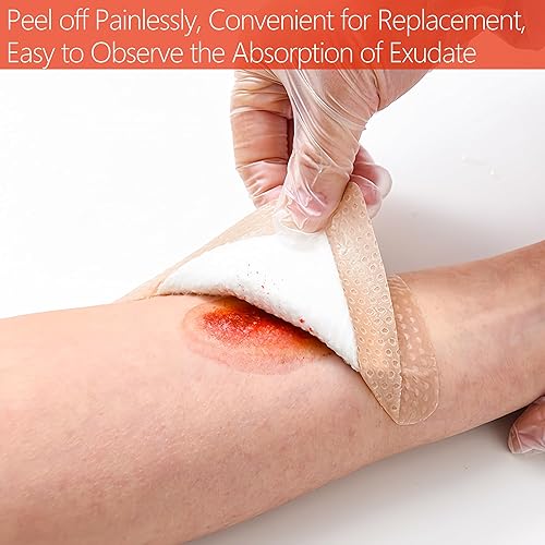Miniatura 4 de Apósito de espuma de silicona, vendajes de silicona impermeables, almohadillas para el cuidado de heridas de exudado pesado, vendajes de llagas de