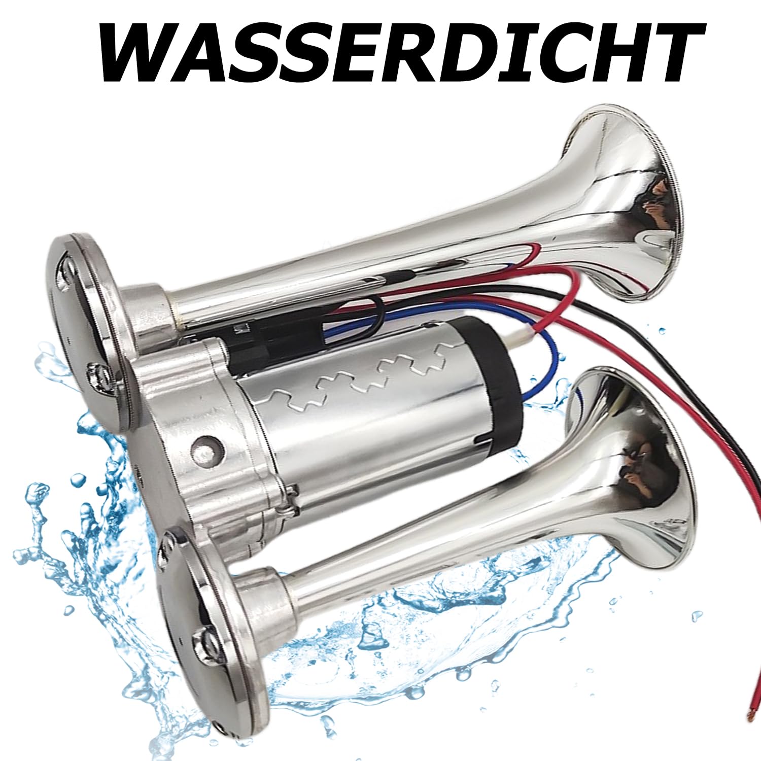 Clacson da 12 V per camion, clacson ad aria rumoroso con compressore a doppio tubo, clacson ad aria compressa per tutti i veicoli da 12 V, camion, treno, auto, barca, moto, furgone