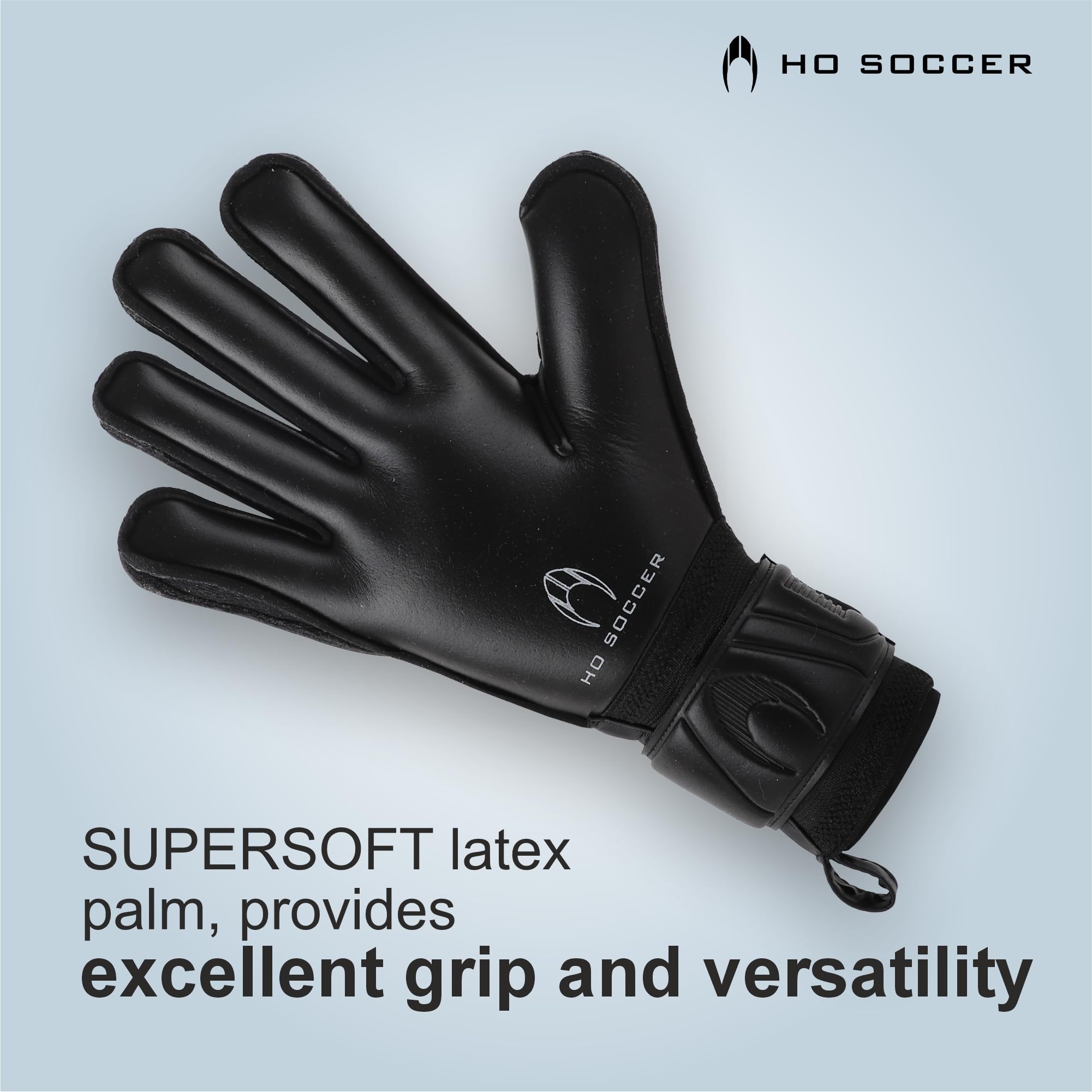 HO Soccer SPIRITO Black Flat Guantes de Portero, Negro, 6