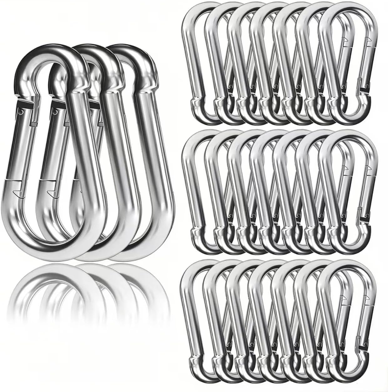 24Pcs M5 1.97" Galvanized Steel Spring Snap Carabiners for Keychain Leash