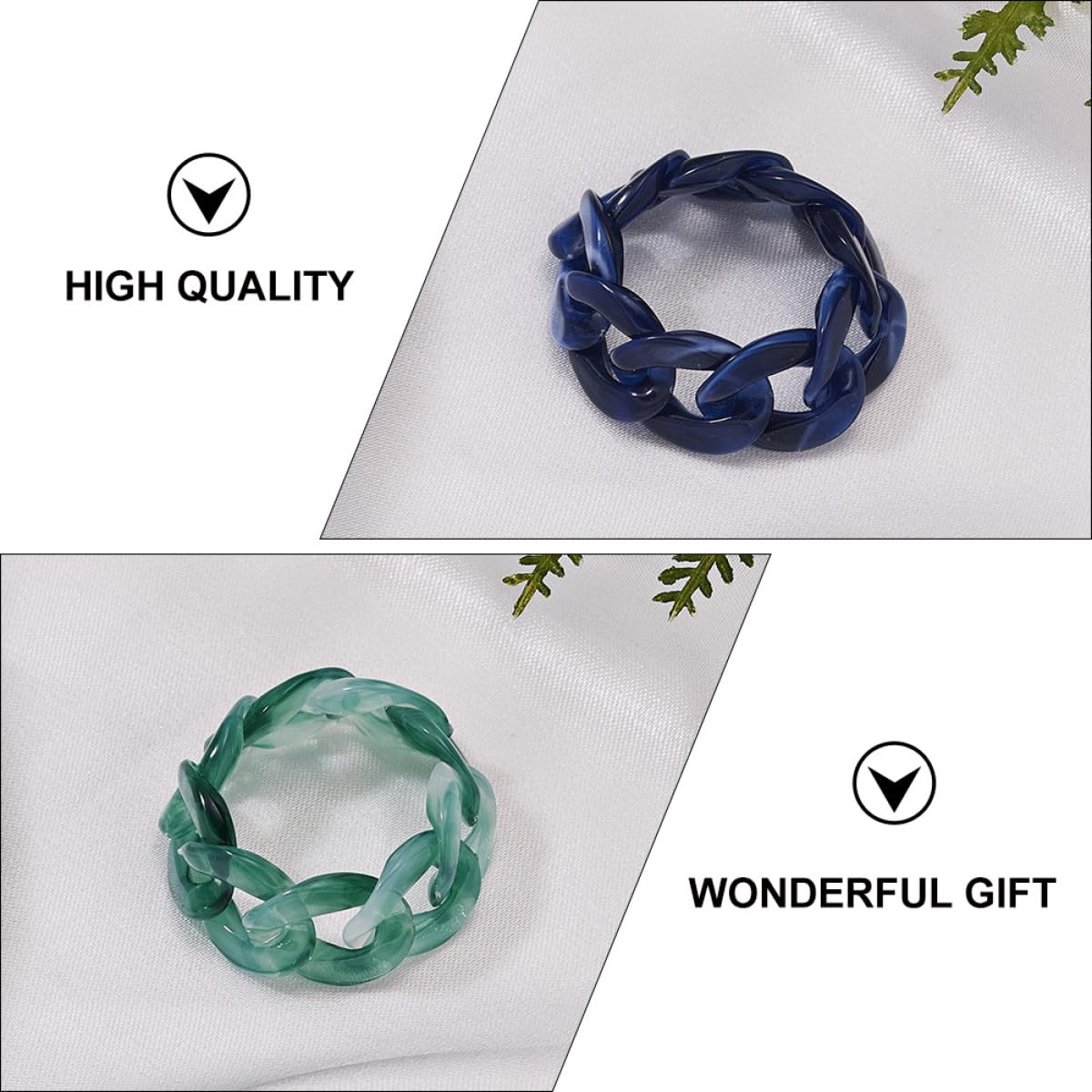 Cabilock Bague Chaine en Résine Créative Forme Chaîne, Pack de 6 Pièces, Bague de Main Unique pour Décoration Quotidienne et Accessoires Bijoux Artisanaux Couleur Aléatoire