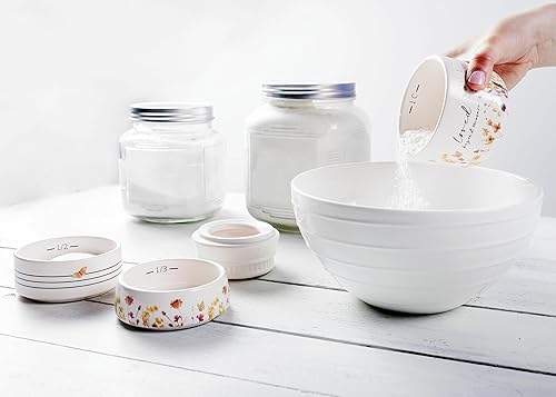 Miniatura 5 de Pavilion - Loved Beyond Measure - Taza medidora de cerámica apilable de 6 pulgadas para cocina, , , , 1 taza, rústica, antigua, diseño de granja