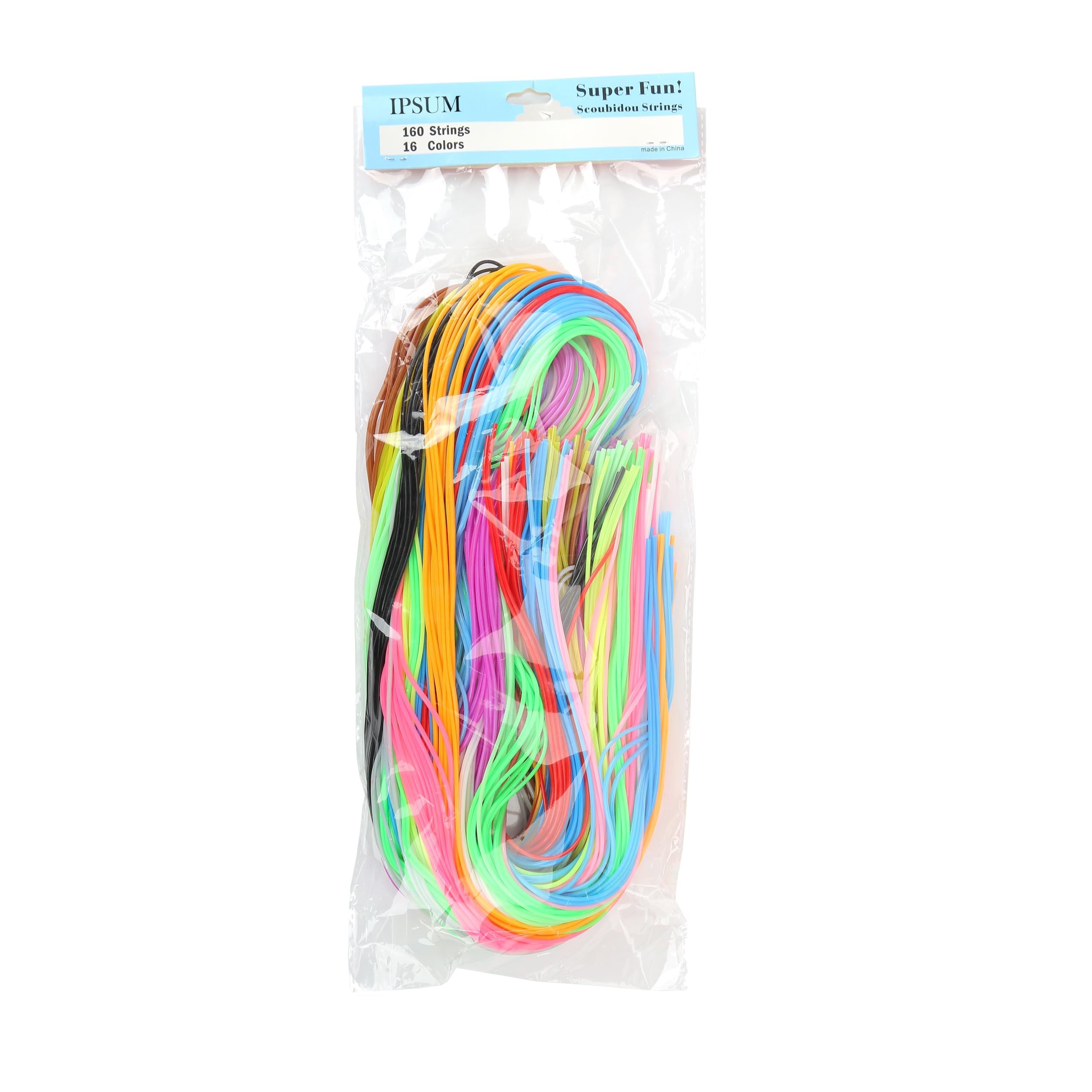 Ipsum London 160 Strings Multicolour 160 Scoobies Strings, Plastic Lacing Cord, Scoubidou Bracelet, 16 Colours -10 Strings Per Colour, 1 Meter Per String, Scooby Doo Keyrings (160 Meters - 2Mm Diameter)