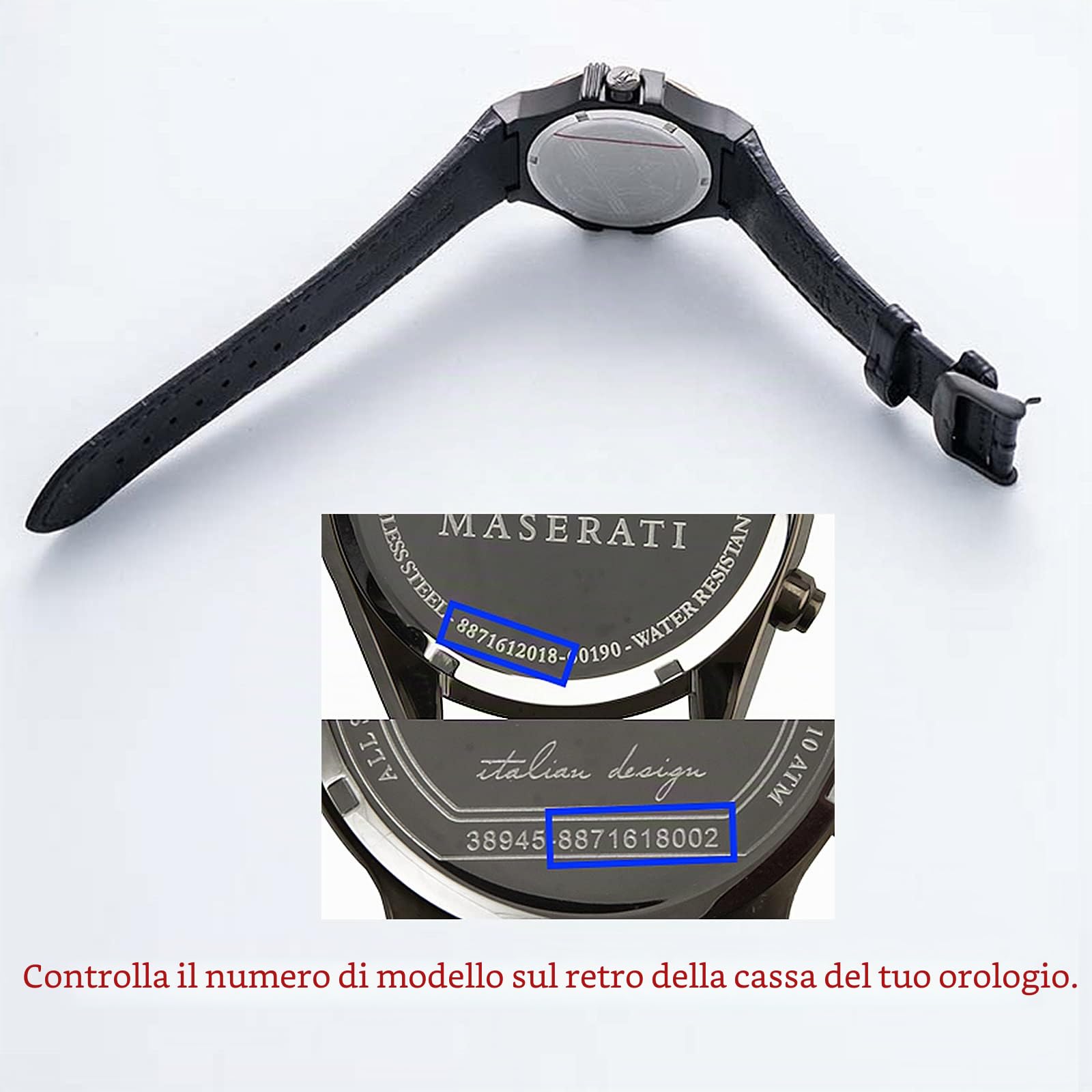 Cinturino di ricambio per orologi Maserati da 24 mm con 2 perni e strumento aggiuntivo