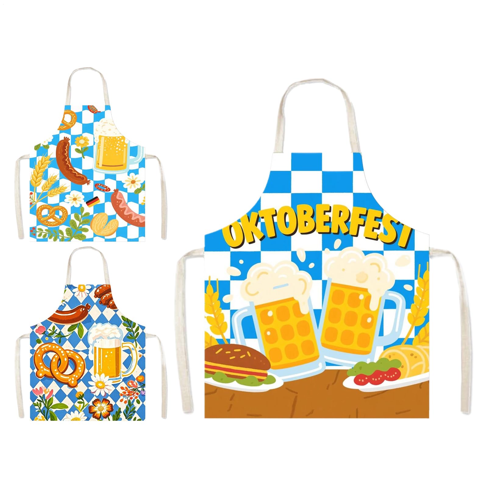 Generico Grembiule da Cucina Grembiule per Oktoberfest | Resistente Macchie Tessuto Quadretti Leggero Con Nastro Vita Regolabile