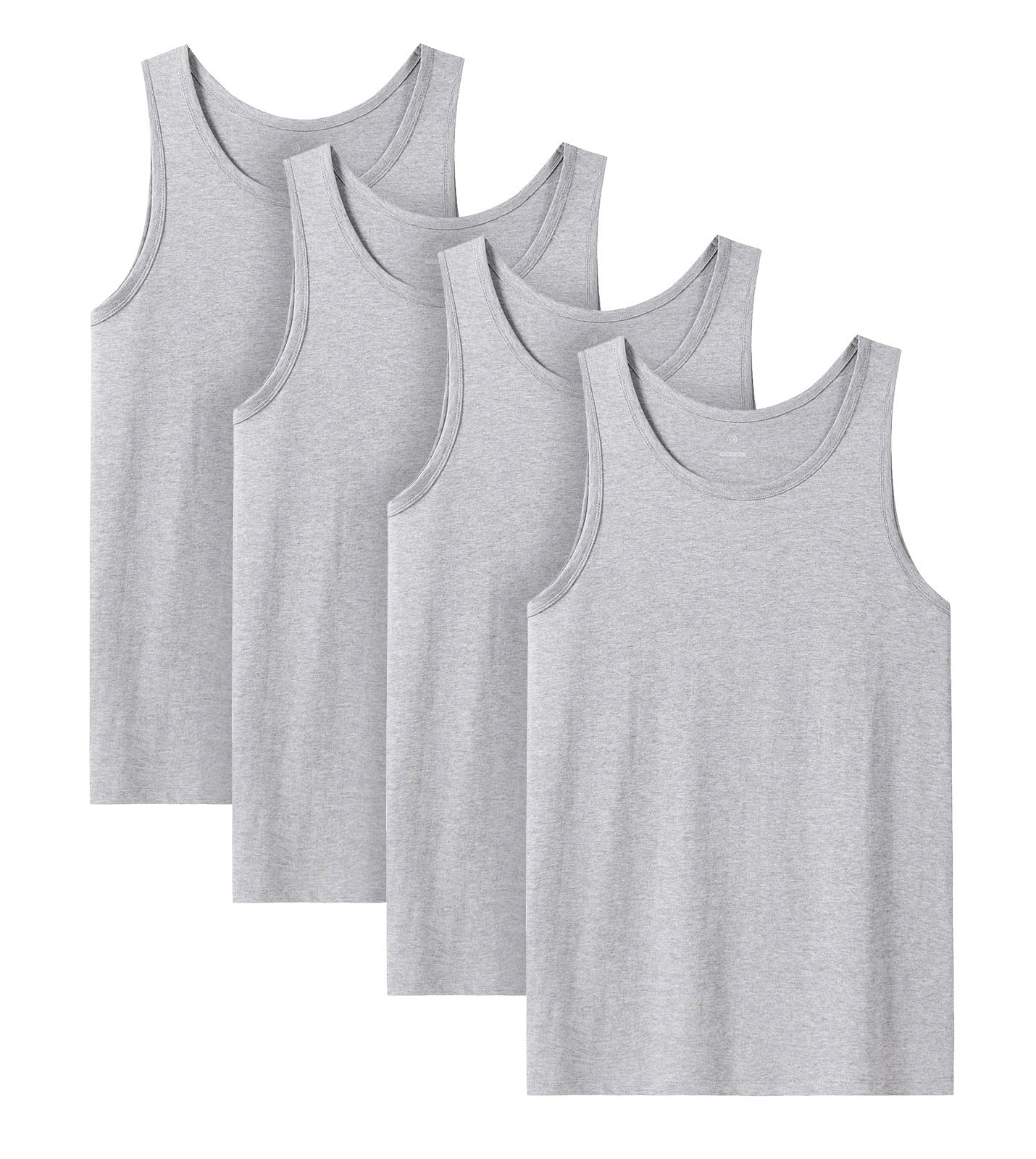LAPASA Herren 4er Pack Unterhemd 100% Baumwolle Classic Tanktop Atmungsaktiv Rundhals Fitness Achselshirt Muskelshirt M36