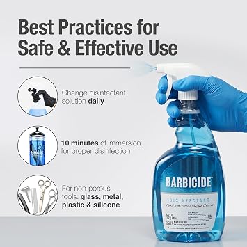 BARBICIDE Disinfectant Spray, 2 oz Bottles (Pack of 6) EPA Registered, Ready-to-Use Professional Salon & Barber Tool Disinfectant