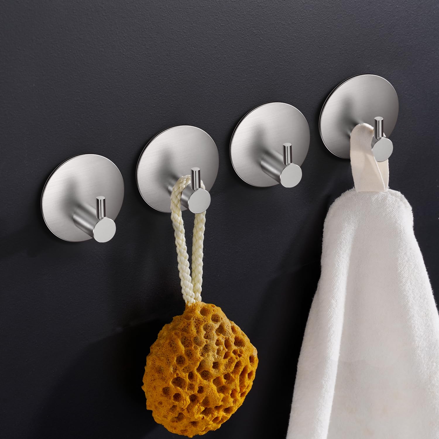 Aikzik 4 Piezas Ganchos Adhesivos, Max 8KG Toalleros de Pared Toallero Autoadhesivo Perchero de Acero Inoxidable Gancho pared Colgar Colgador puerta Cocina Baño