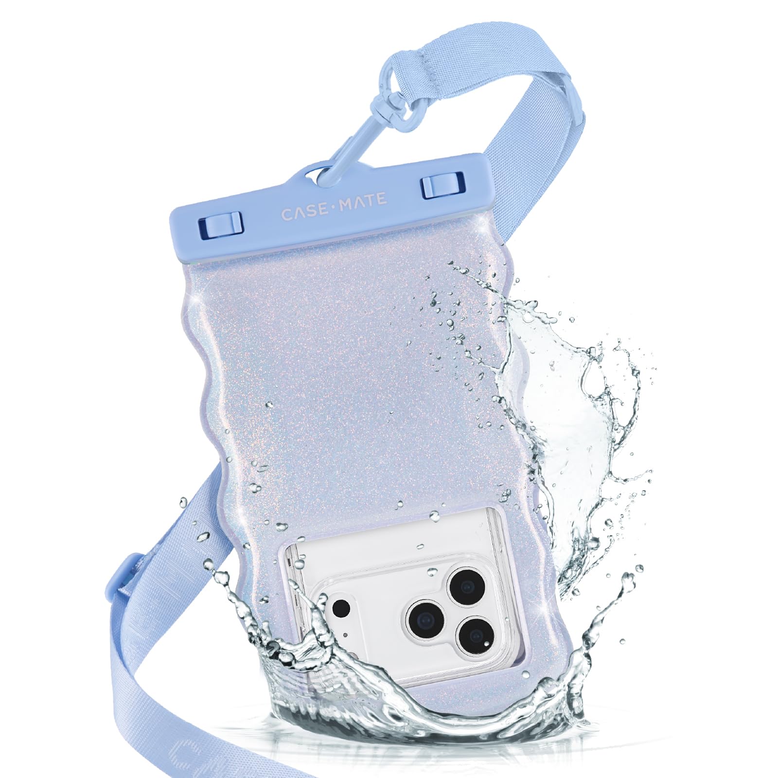 Case-Mate Custodia per telefono ondulata impermeabile IP68 - Grande custodia per telefono galleggiante con cordino a tracolla - Forniture da viaggio di nave da crociera compatibili con tutti i