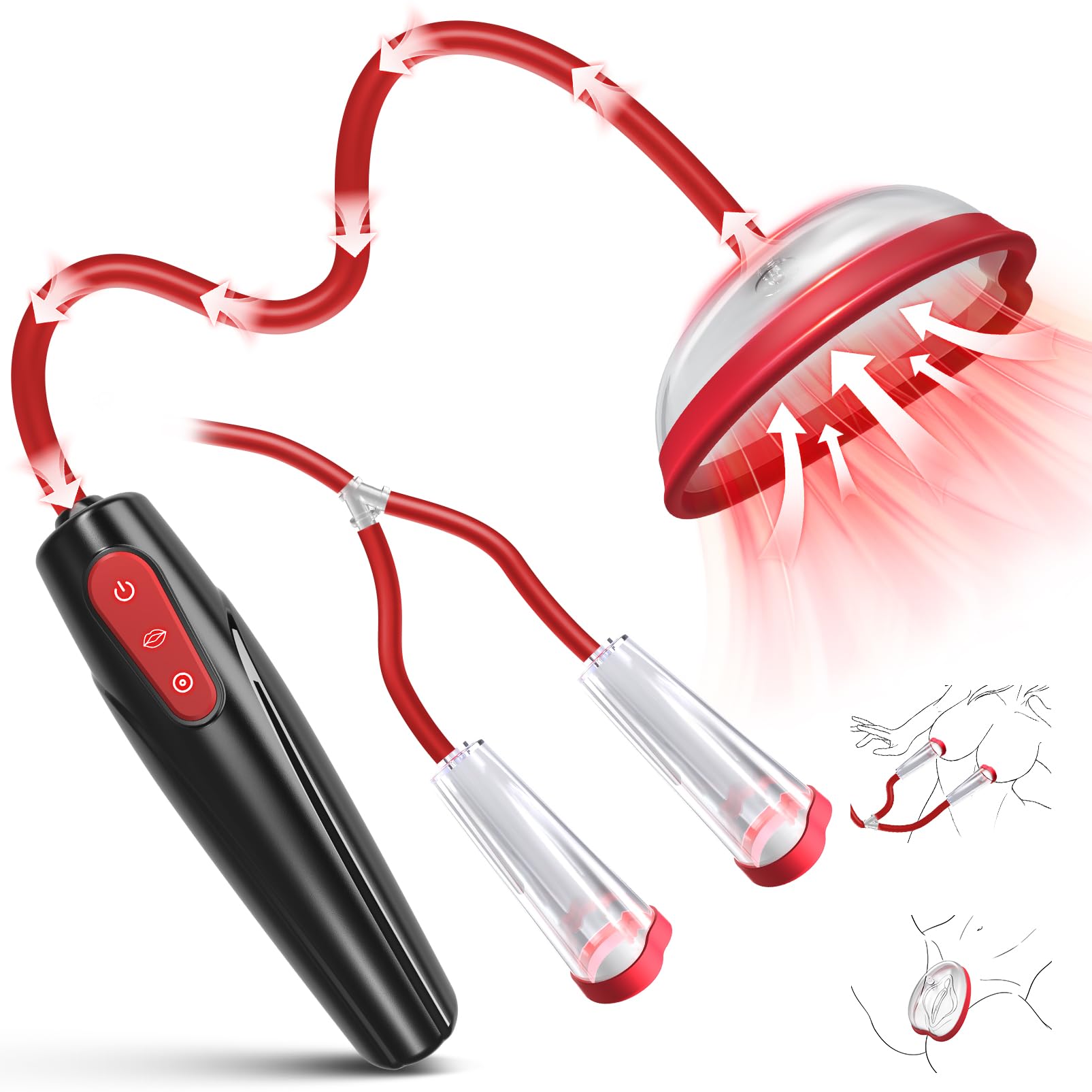 UTIMI Elektrische Vakuum-Vaginalpumpe & Nippelpumpe Set – Sexspielzeug für Frauen mit 3 Saugstufen & 7 Modi, Klitoris Stimulator, BDSM Erotik Spielzeug für Paare, Wasserdicht IPX7