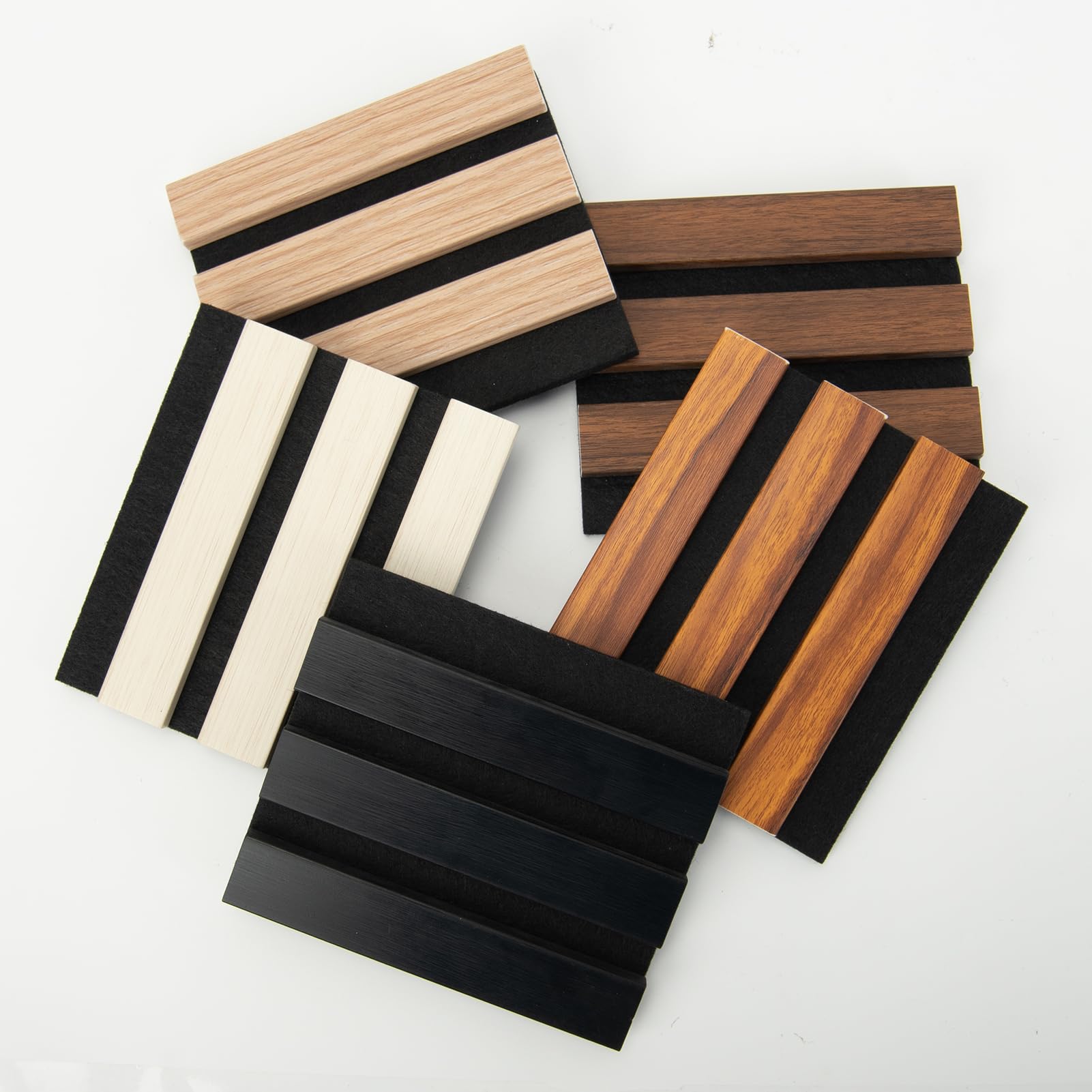 Art3d Acoustic Lightweight Slat Wall Panel, Waterproof Wood Textured Wainscoting Panel, Samples Pack - 5 Colors