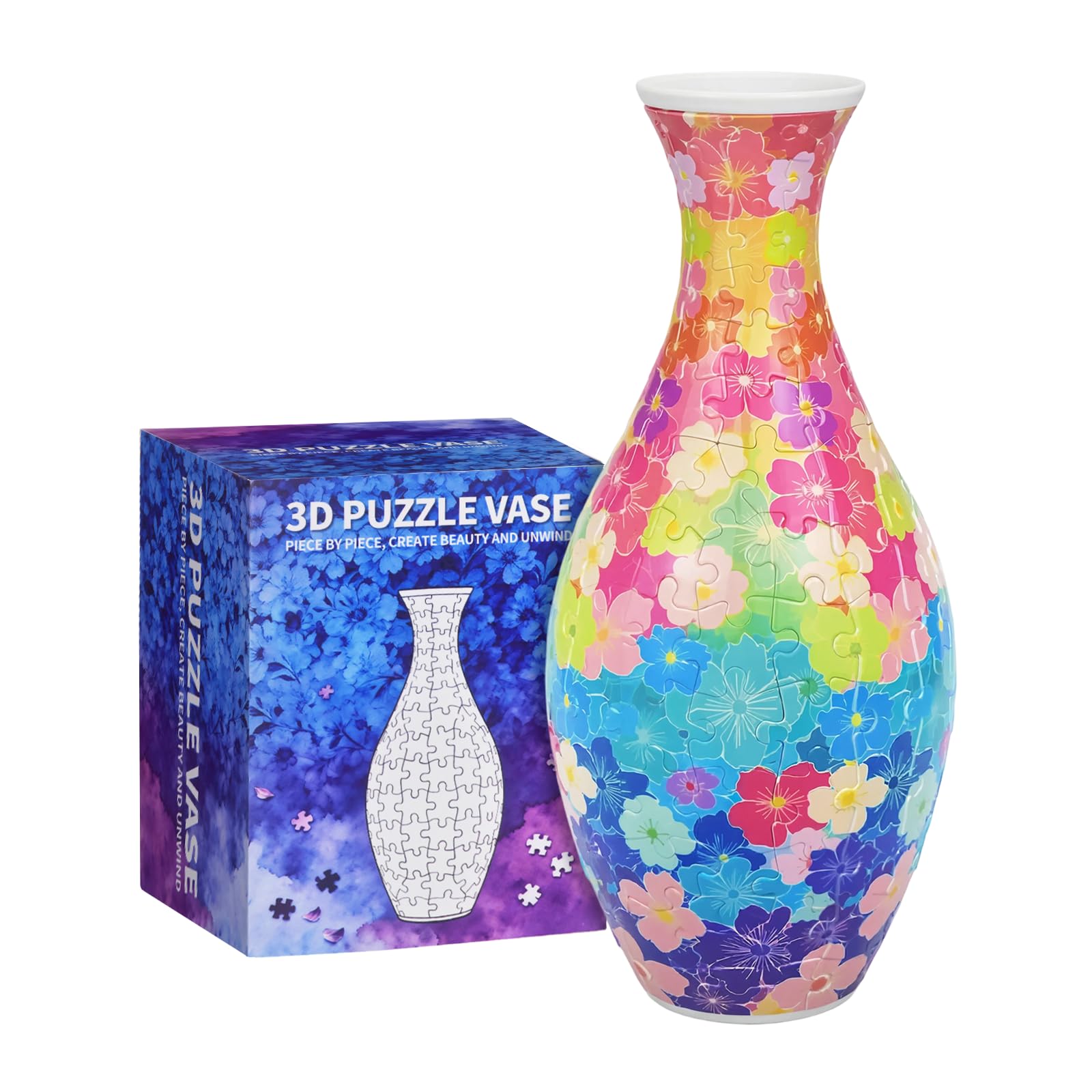 Pulchra 3D Puzzles Vase for Adults 160PCS Curved Plastic DIY Unique Flower Vase Crafts for Adults House Warming Gift for Flowers Arrangements and Home Decoration(Colorful flowers)