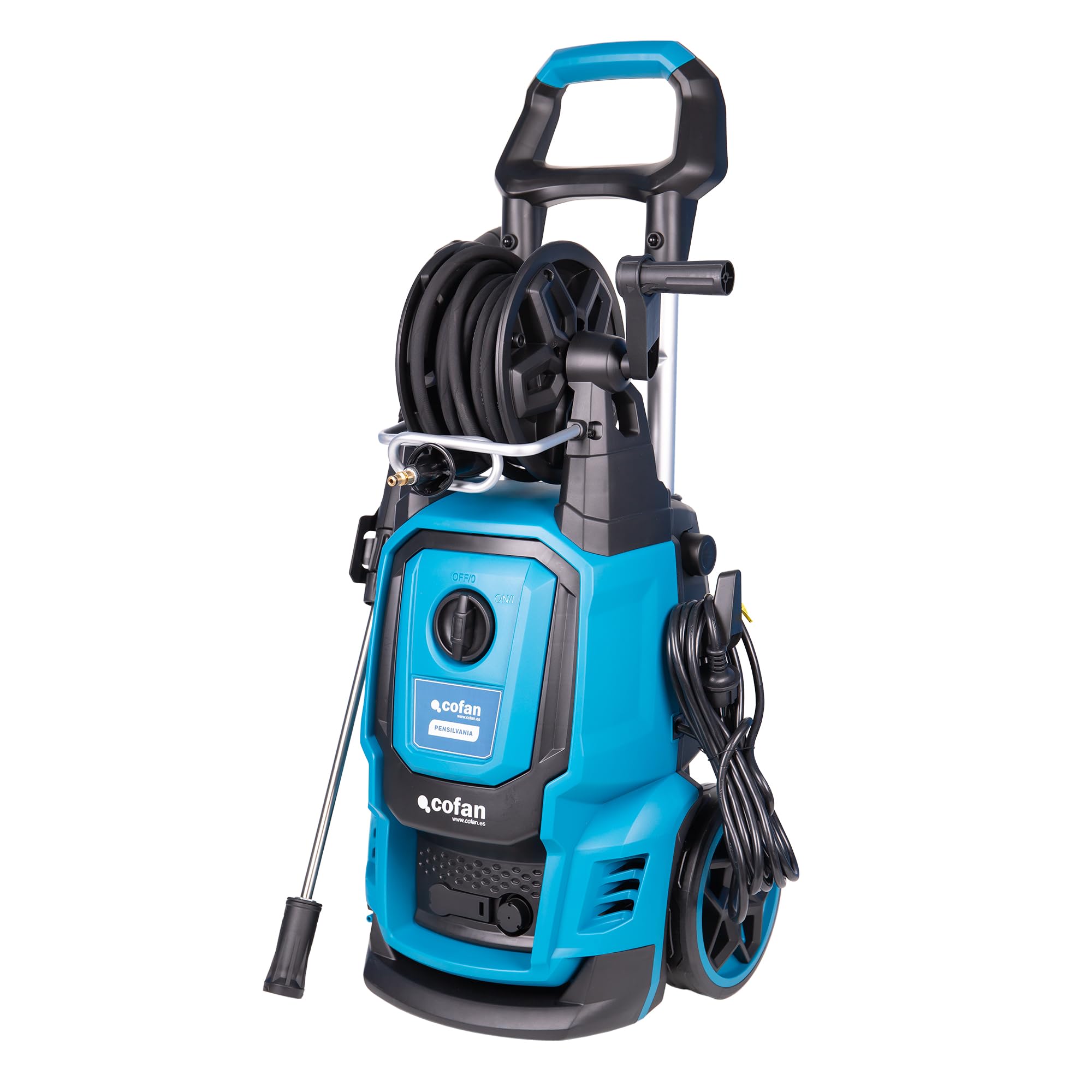 Cofan Myjka wysokociśnieniowa | 2500 W | Maksymalny przepływ 468 l/h | Maksymalne ciśnienie 195 barów | 6-metrowy wąż | Regulowana lanca