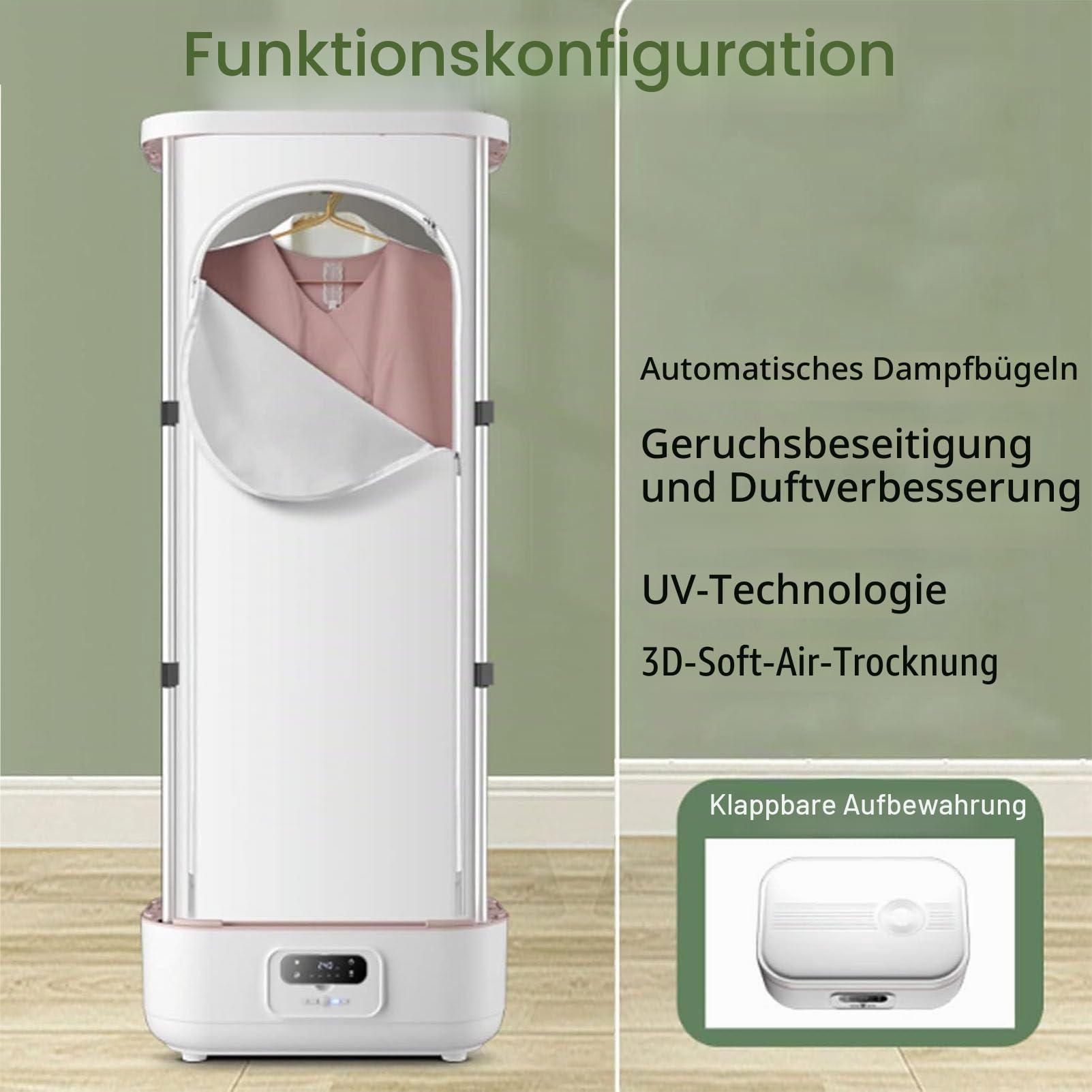 Automatische Bügelmaschinen mit Dampftrocknern – Tragbare Bügelmaschinen zum Enton Falten für den Heimgebrauch, Trocknen von Bügelmaschinen – Automatische Bügelmaschinen, Wäschetrockner, (A)