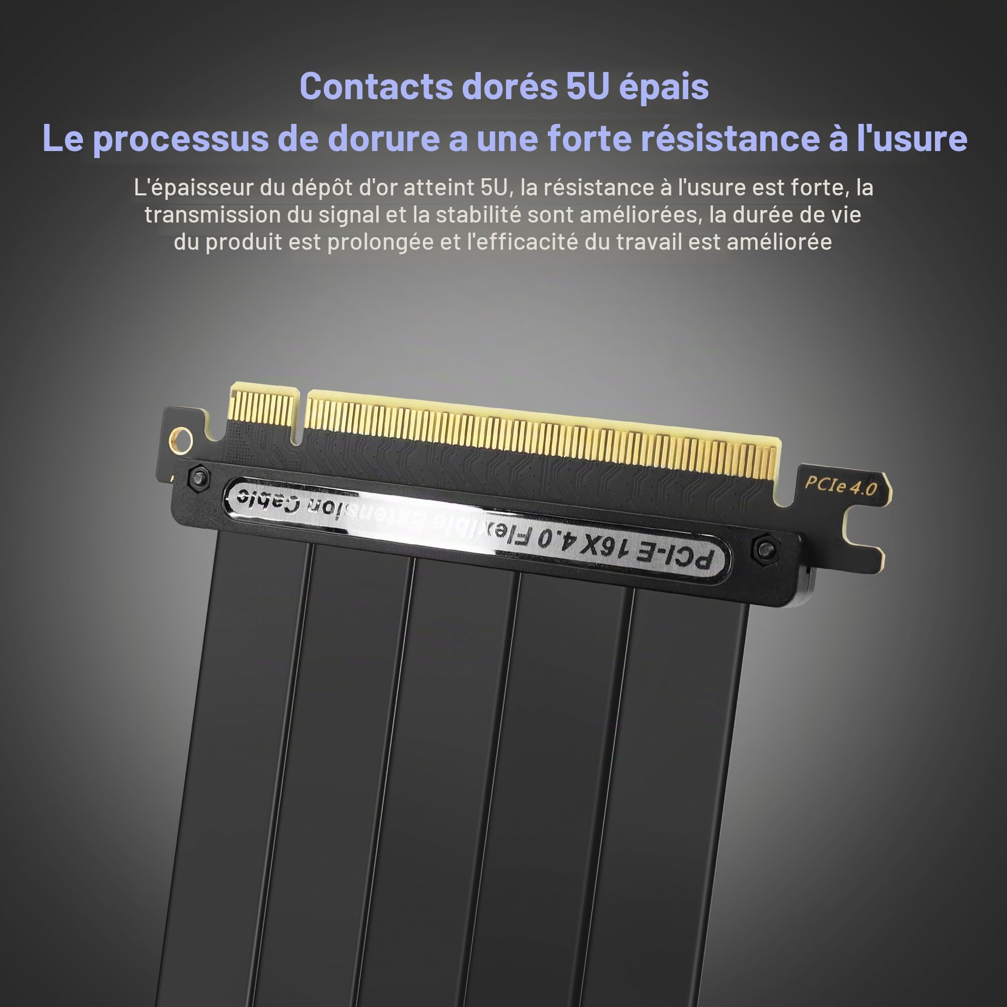 GINTOOYUN Câble d'extension pour Carte Graphique PCIE 4.0 X16 Noir PCIE 4.0 X16 mâle vers Femelle à 90 degrés Câble d'extension GPU pour châssis de Carte Graphique,etc(9.8Inch) (90 degrés)