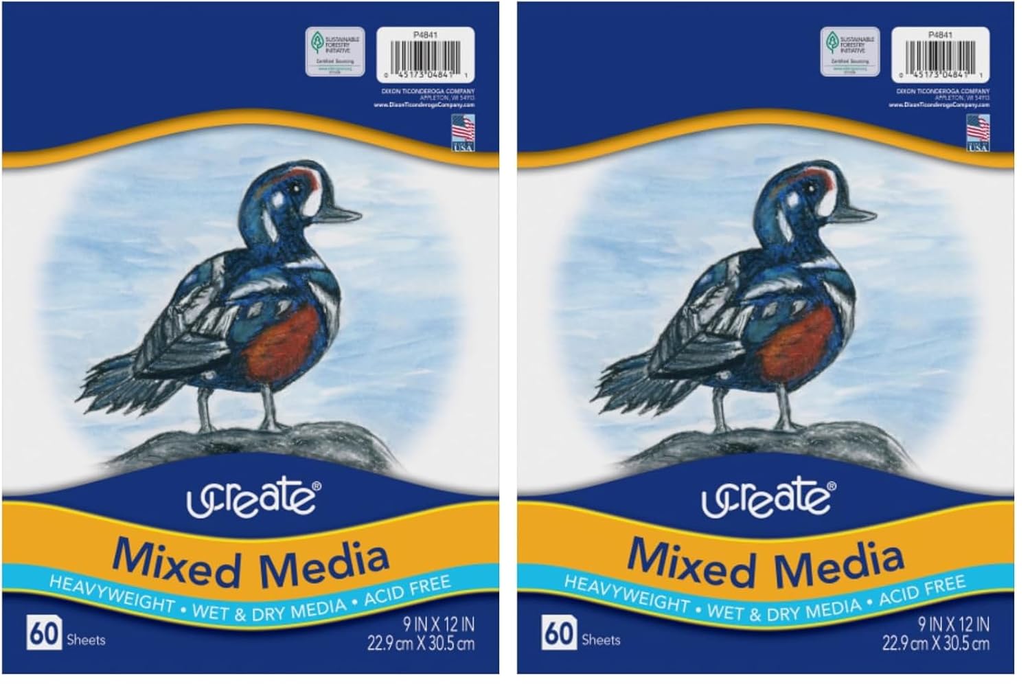 UCREATE Mixed Media Art Paper PAC4841, White, 9" x 12", 60 Sheets/Pack, Case of 24 Packs, 1440 Sheets Total