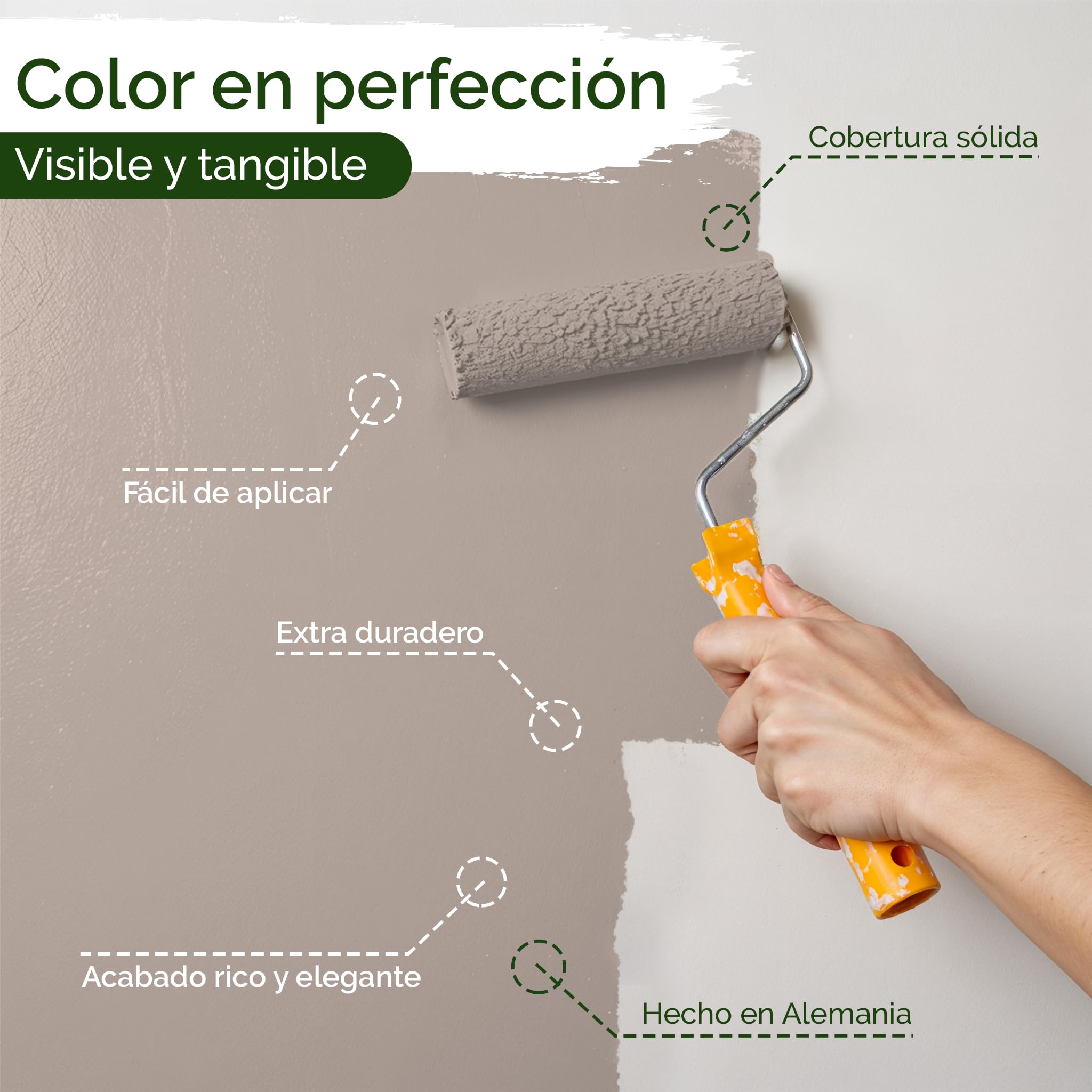 Pintura de pared beige para interiores - 5 litros y opacidad clase 1, sin vetas, antigoteo, ecológica y sin COV (Himalaya Salt)